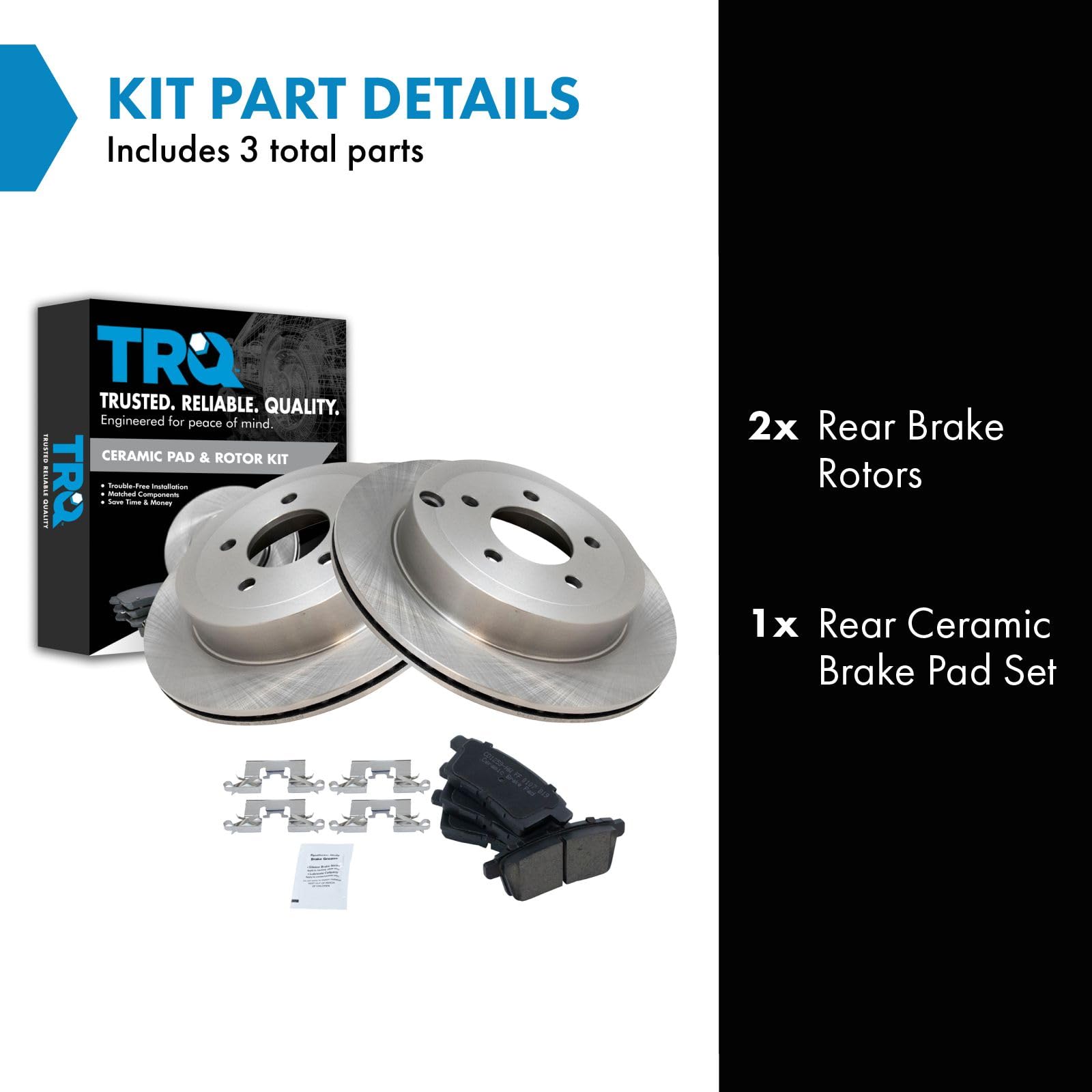 Trq Rear Brake Pad & Rotor Kit Brake Pads Brake Rotor Ceramic Compatible With 2007-2010 Ford Edge Lincoln Mkx
