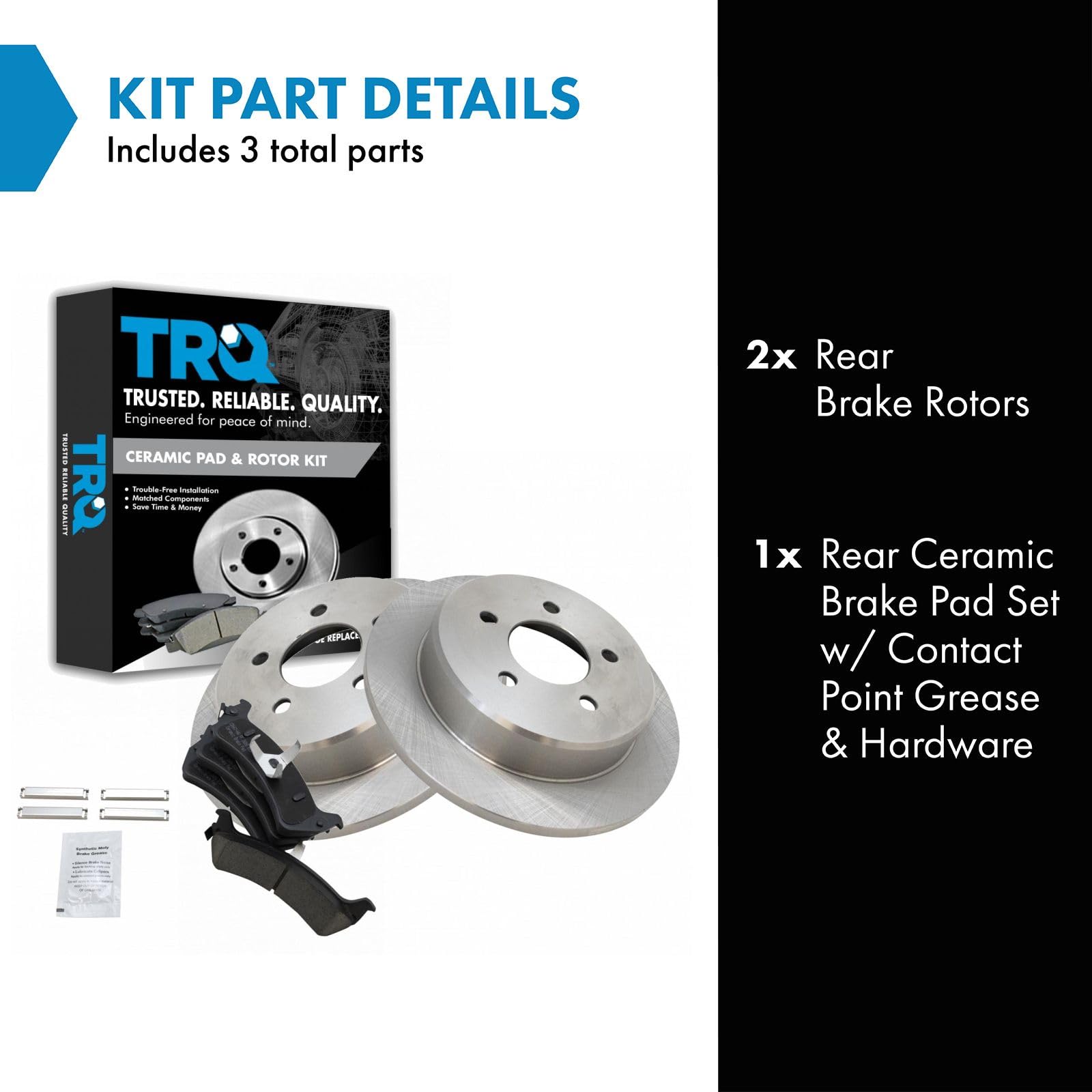 TRQ Rear Brake Pad & Rotor Kit Brake Pads Brake Rotor Ceramic Compatible with 1995-2001 Ford Explorer 2002 Explorer Sport 1998-2
