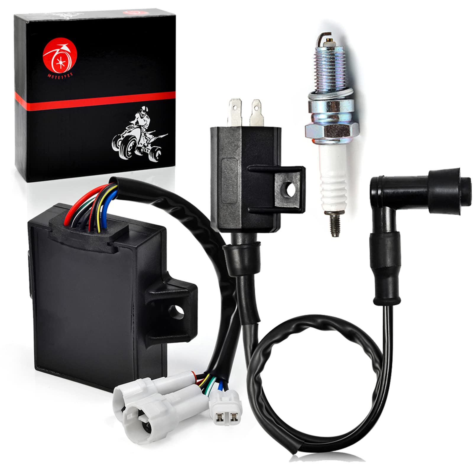 MOTO1988 CDI Box Ignition Coil Spark Plug for Kawasaki Bayou 220 KLF220A 1988-1995