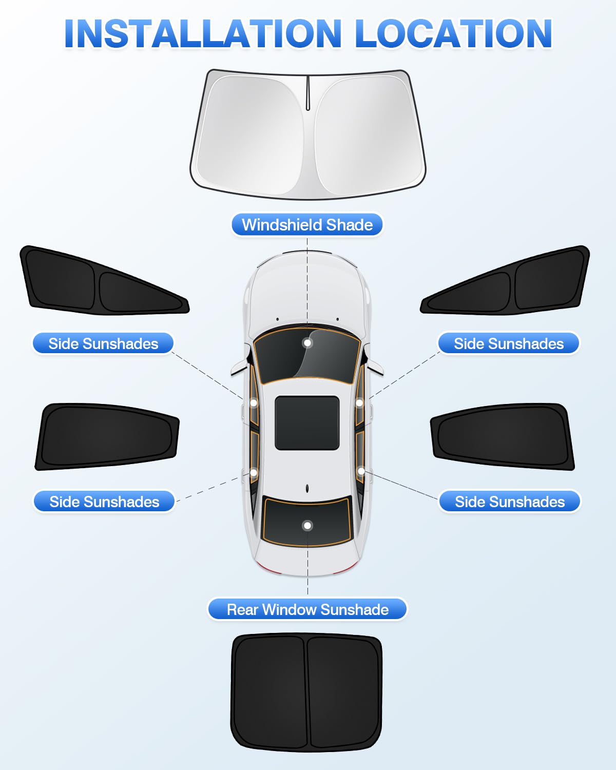 Canvcle Sunshades for Toyota Prius 2023-2025, Black 6PCS, Windshield & Window Cover, Polyester, Privacy Protection