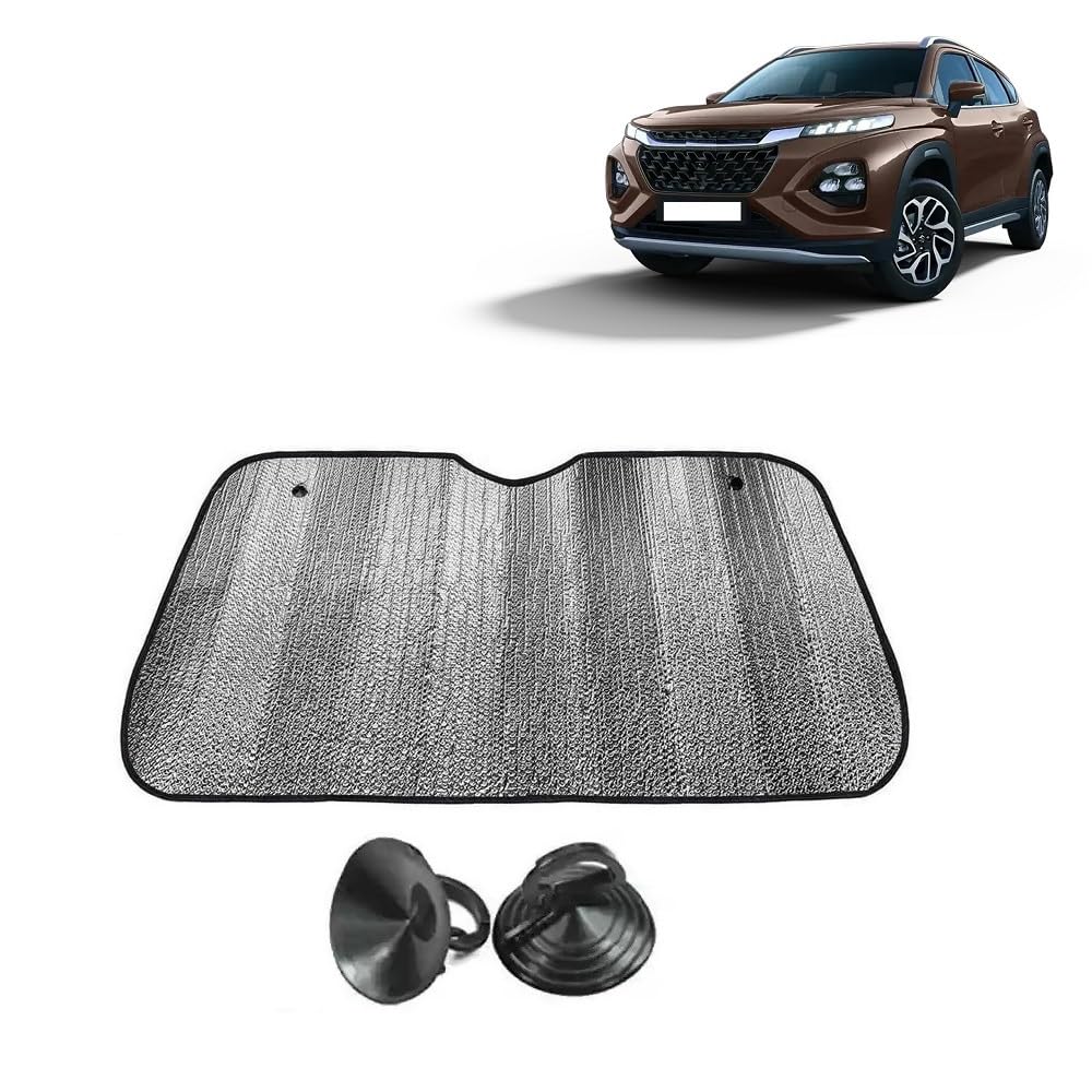 Car Windshield Sun Shade UV Rays Protector Silver Sunshade Solar Reflective suitable for Maruti Suzuki Fronx