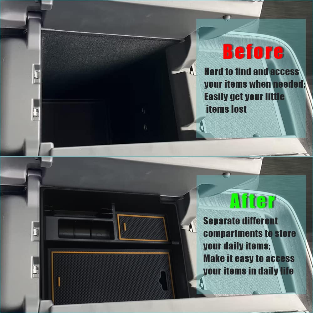 BestEvMod Center Console Organizer Tray for Rivian R1T/R1S - V2 Yellow, ABS Material, Perfect Fit for 2022-2026 Models