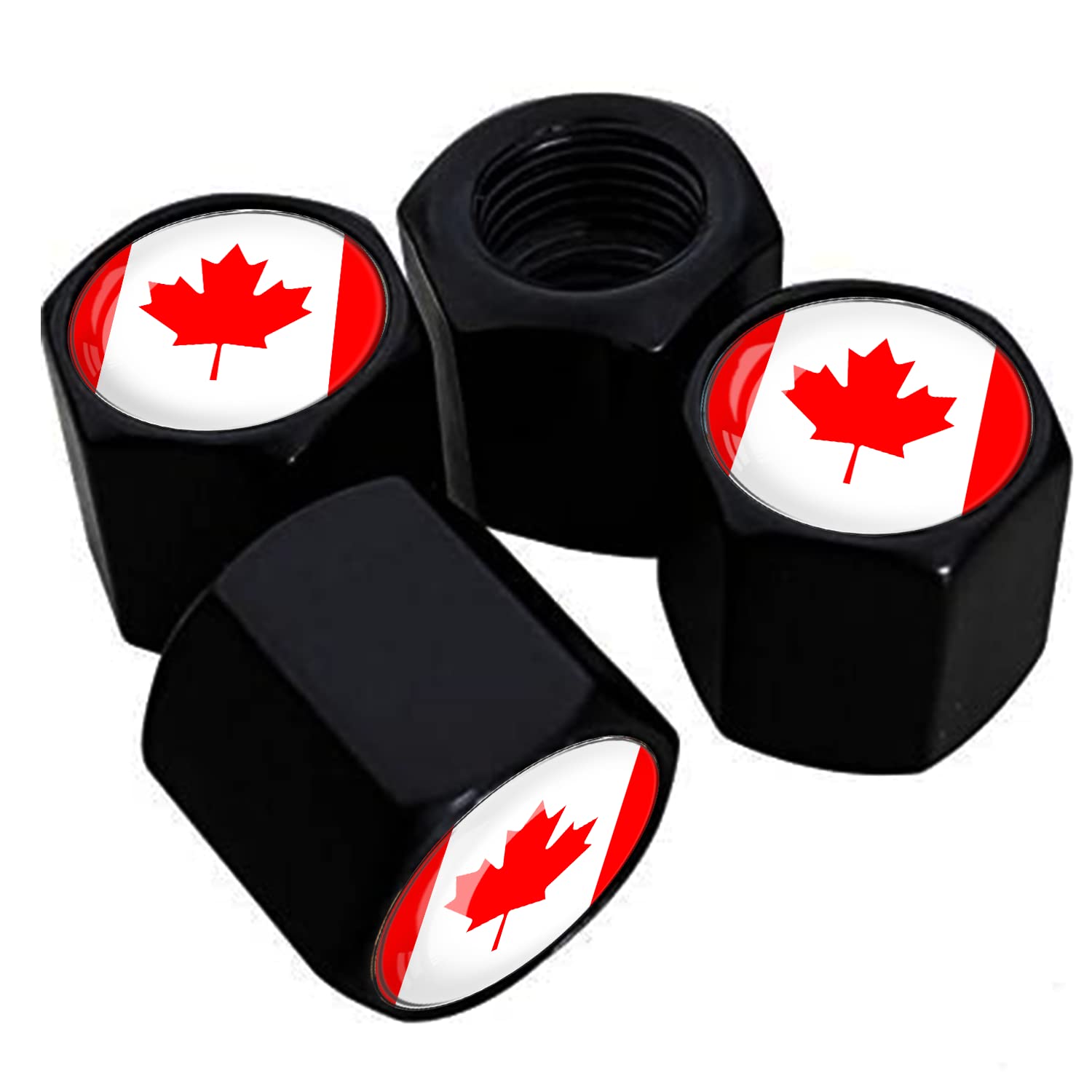 Metal Car Wheel Tire Valve Stem Caps 4 Pack Canadian Flag Aluminum Car Tire Air Valve Caps For Cars, Trucks, Bikes, Motorcycles,