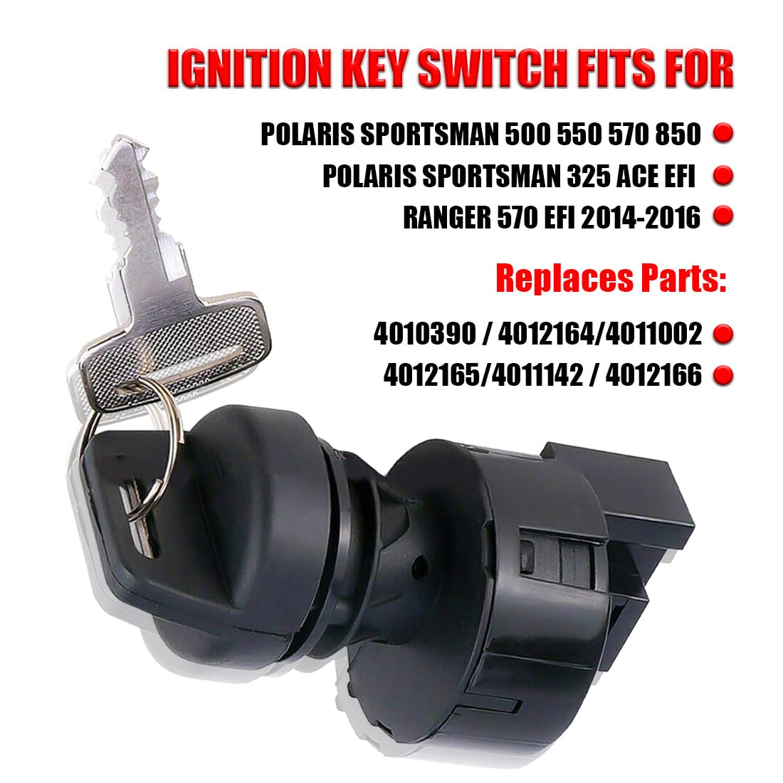 6 Pins 4 Position Ignition Key Switch Fits For Polaris Sportsman 325 Ace Efi, Sportsman 500 550 570 850 X2 500, Ranger 570 Efi 2