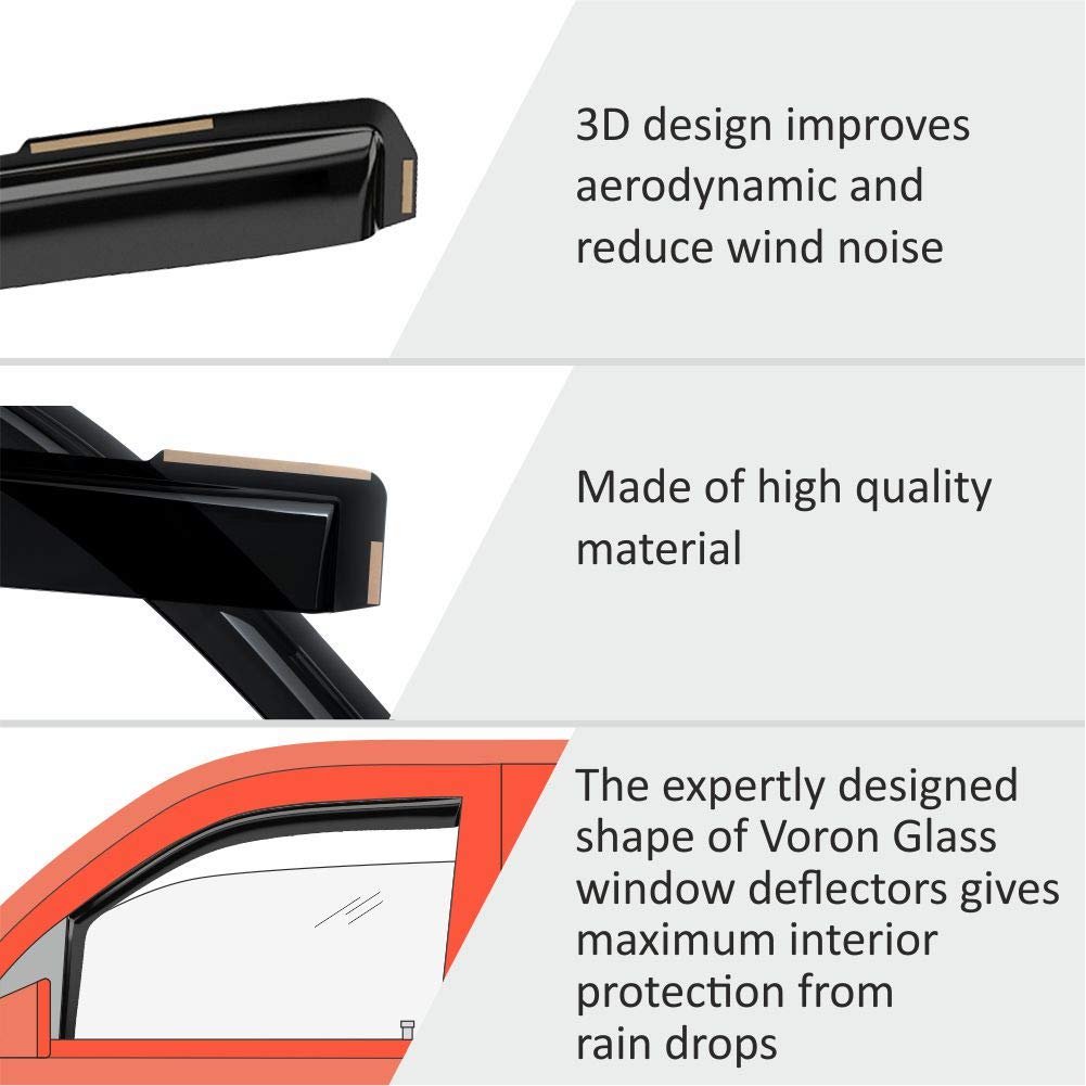 Voron Glass In-Channel Extra Durable Rain Guards For Subaru Impreza 2017-2023 Hatchback, Window Deflectors, Vent Window Visors,