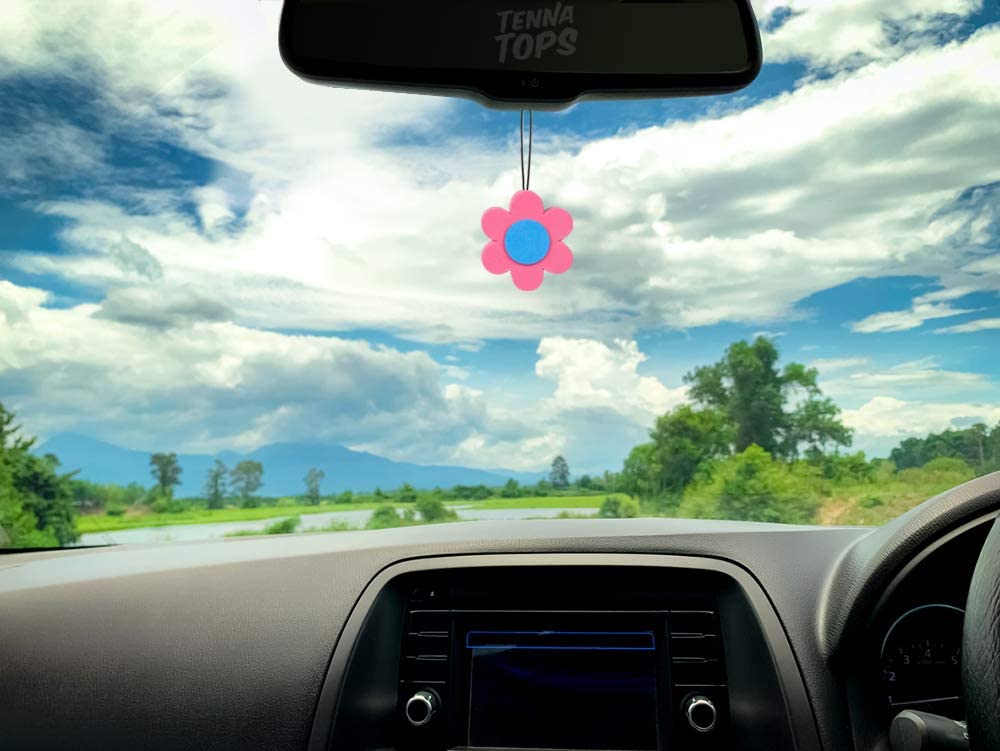Tenna Tops Car Antenna Topper/Auto Mirror Hanger/Cute Dashboard Accessory (Pink Daisy Flower)