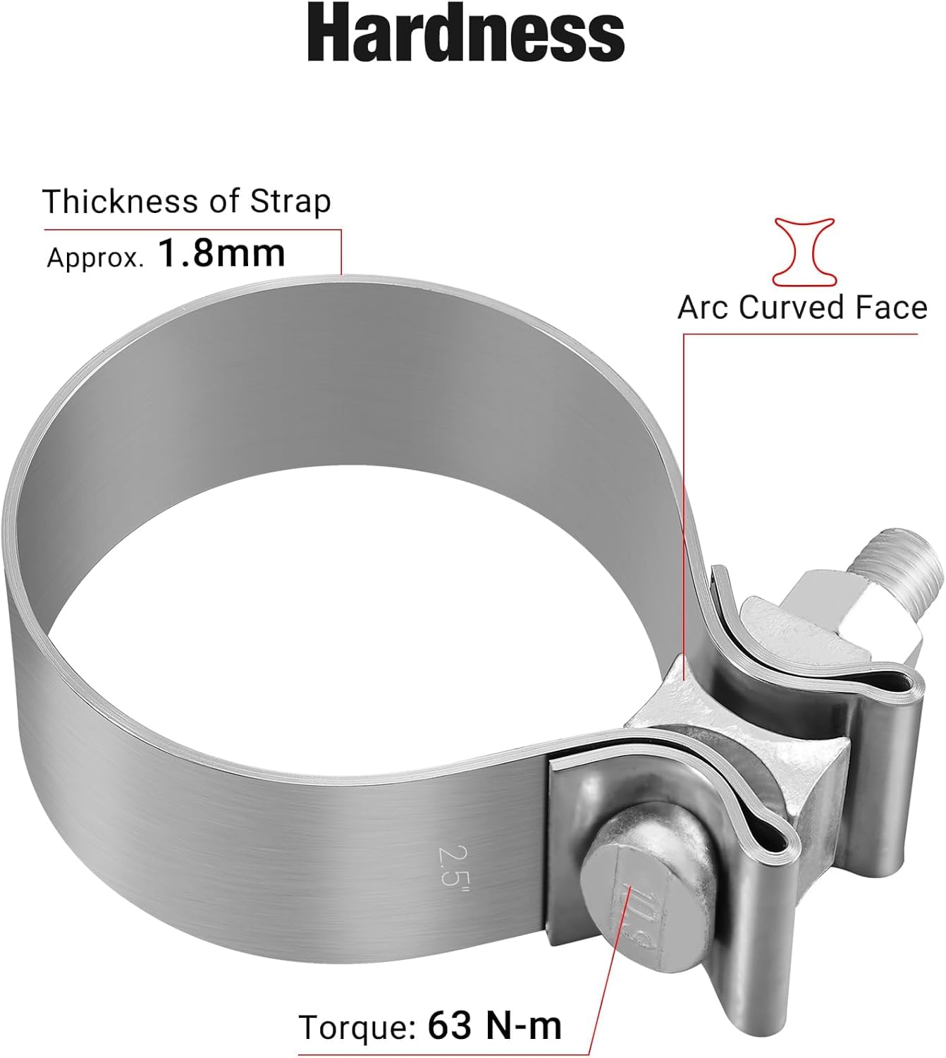 Evil Energy 2.5 Inch Exhaust Clamp,Narrow Band Muffler Clamp Stainless Steel For Pipes,Mufflers,Catalytic Converters 4Pc