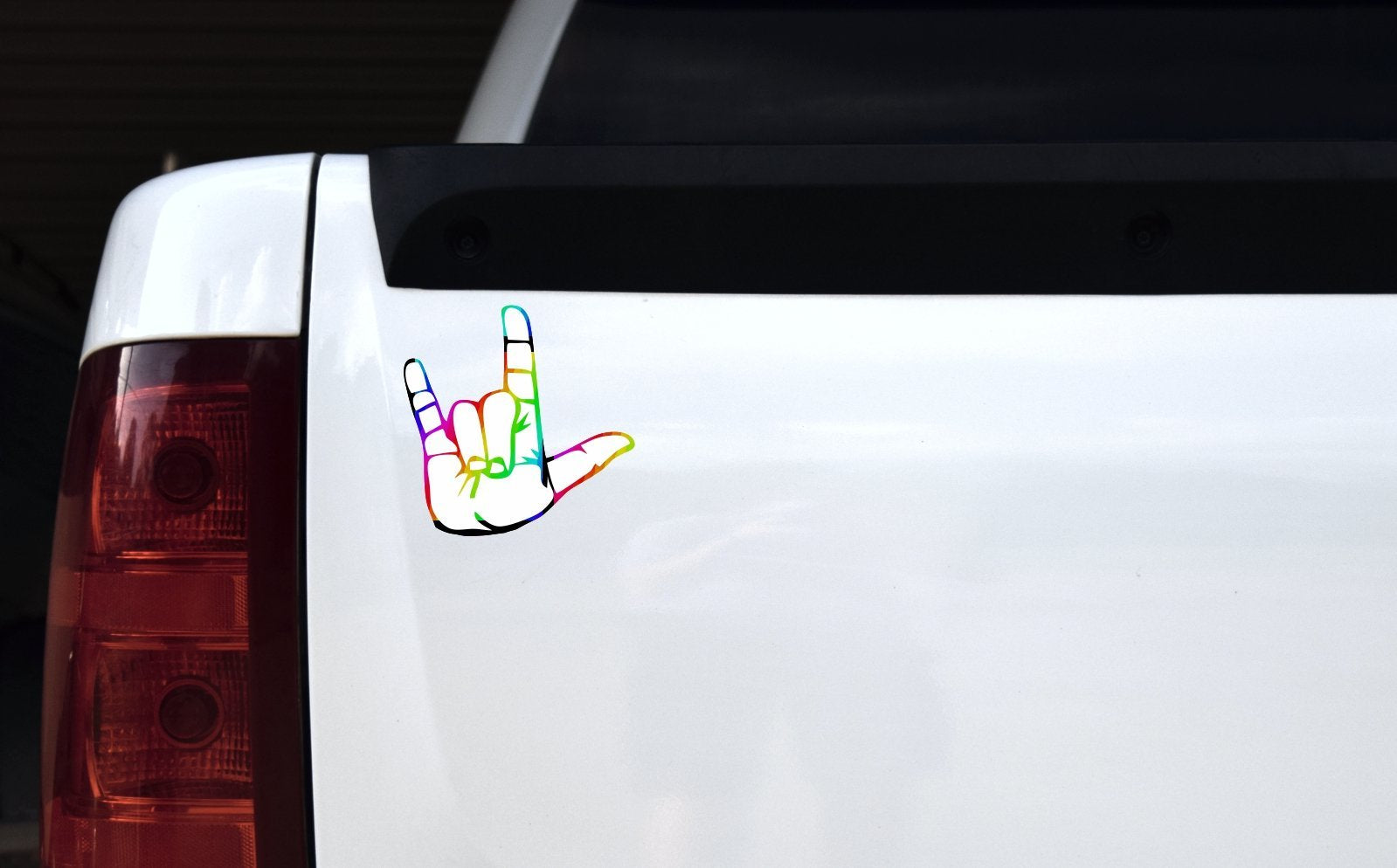 Stickertalk Rainbow Asl I Love You Vinyl Sticker, 5 Inches By 5 Inches