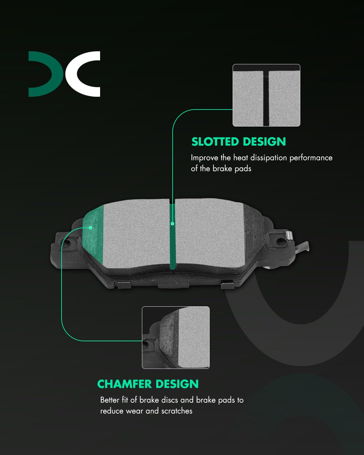 Scitoo Rear Disc Brake Pad Set 4Pcs W/Hardware Fit For Mazda For Cx-5 2016 2017 2018 2019 2020 2021