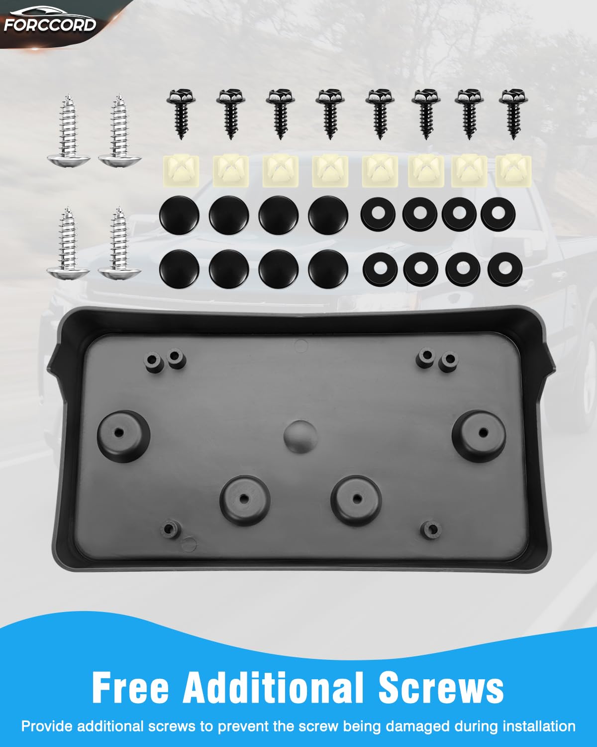 Forccord License Plate Bracket Silverado 1500 2019 2020 2021 2022 Front License Plate Frame Black Car Accessories Replacement 84