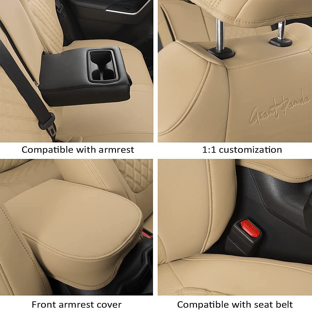 Giant Panda Pu Leather Car Seat Covers Full Set Custom Fit For 2019 2020 2021 2022 2023 2024 2024 Toyota Rav4 Le, Xle, Xle Premi