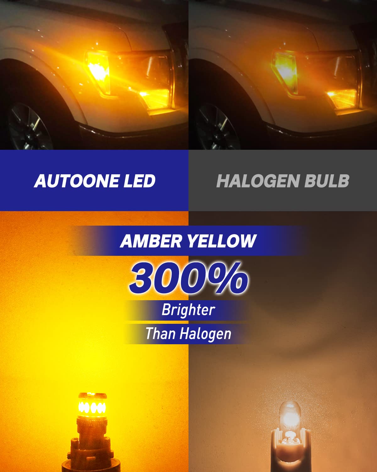 Autoone 194 Led Bulb Amber Yellow, Side Marker Lights 300% Brighter T10 168 2825 W5W Led Bulbs For License Plate Light Dome Map