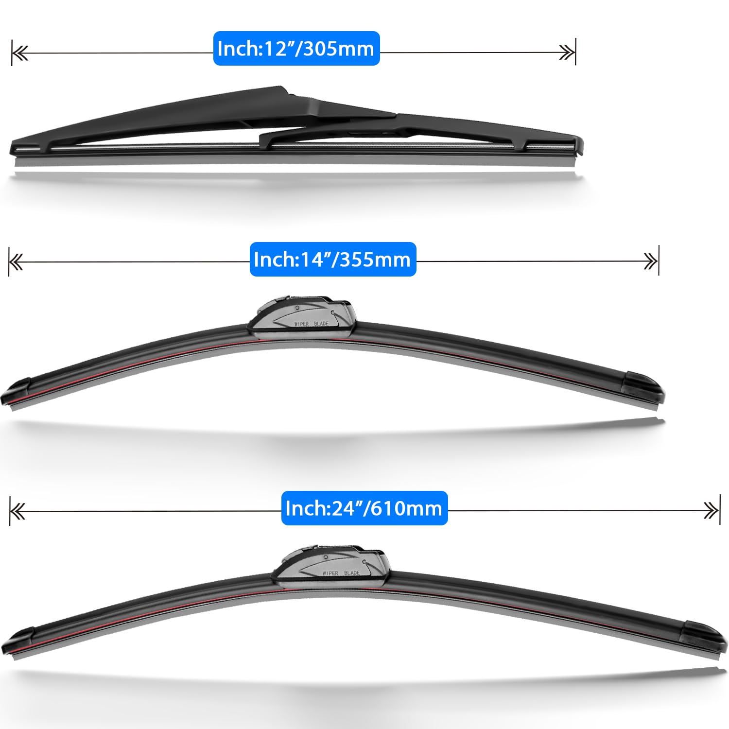 Raintok Windshield Wiper Blades Replacement For 2012-2019 Fiat 500 Original Factory Quality Front Rear Wipers Blade Set For My C