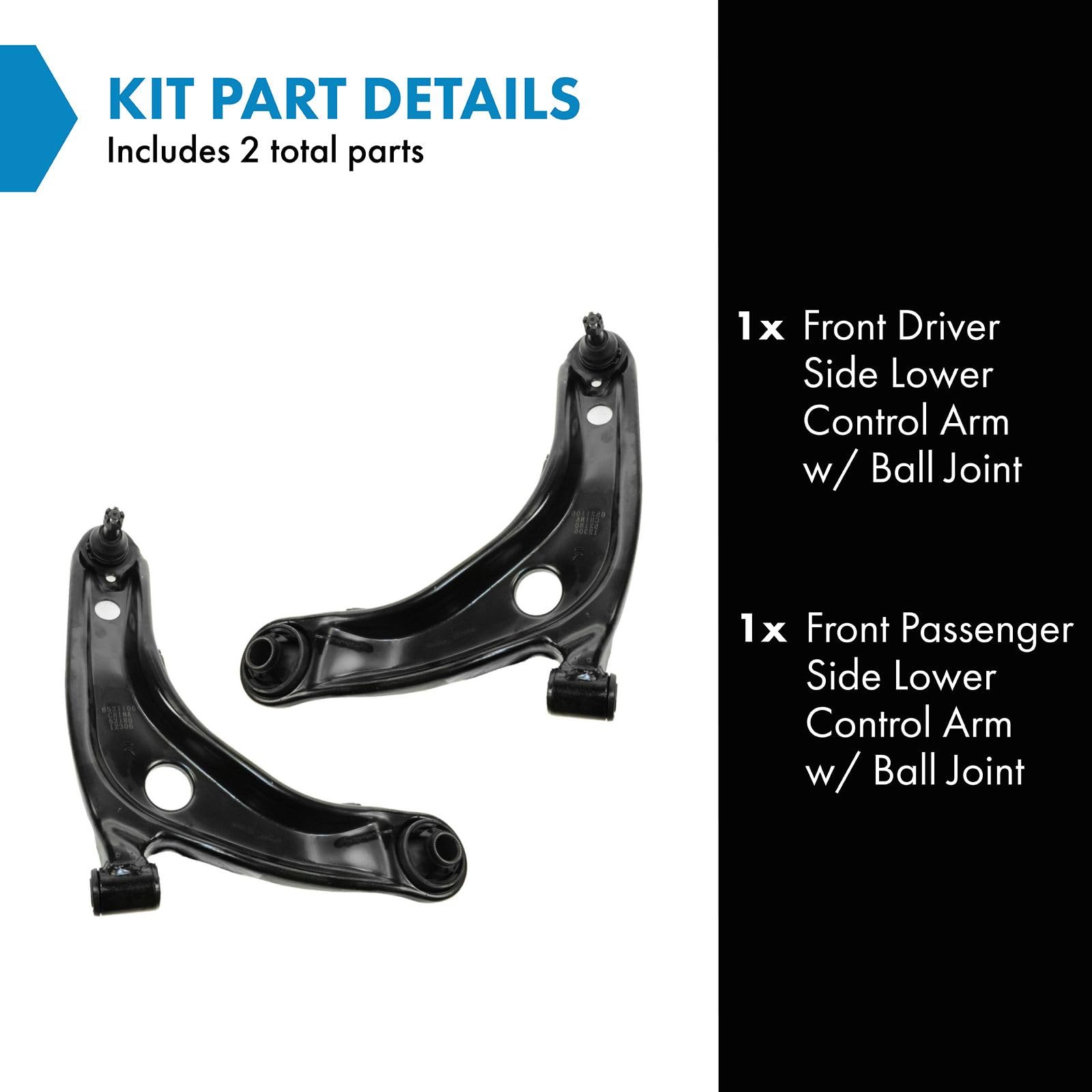 Trq Front Lower Control Arm With Ball Joint Set Compatible With 2008-2014 Scion Xd 2012-2019 Toyota Prius C 2007-2018 Yaris