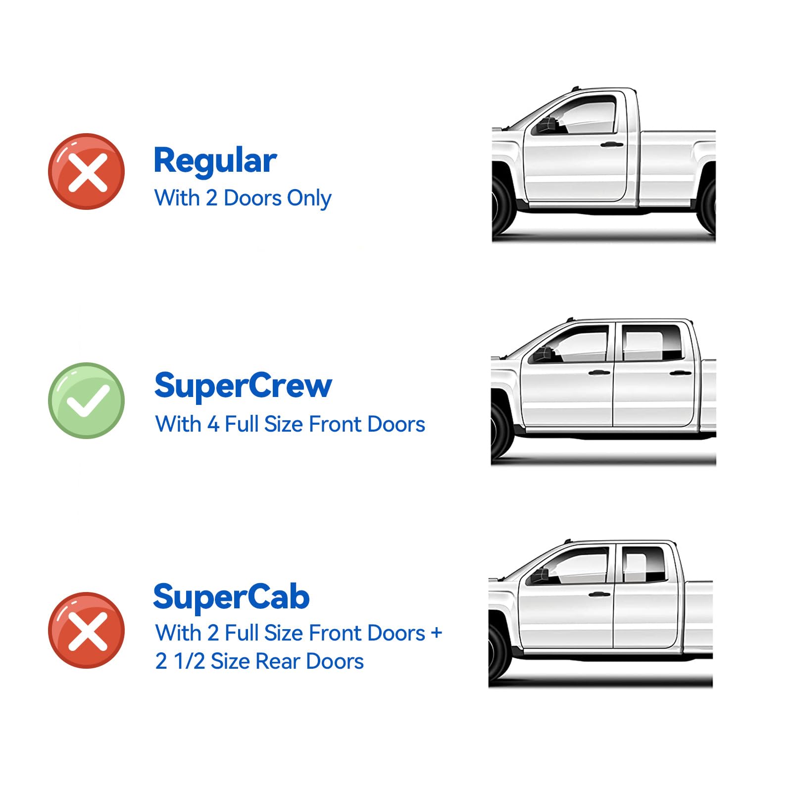 YQAUTEC Window Visors Rain Guards for 2019-2023 Ford Ranger SuperCrew, Smoked Acrylic Deflectors, Model YD-278-P