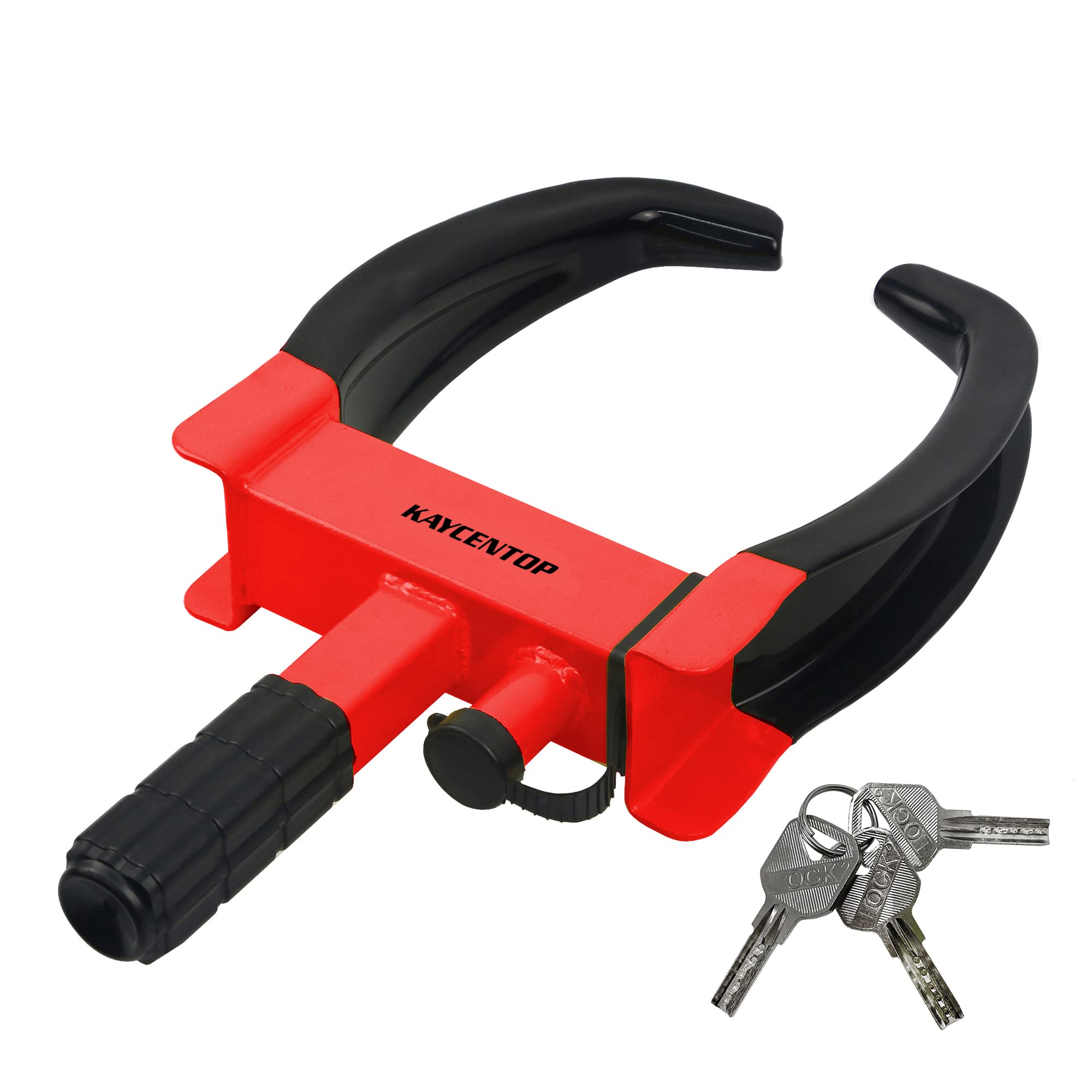 KAYCENTOP Wheel Clamp Lock - Anti Theft Tire Lock for SUVs, Trailers, Boats, ATVs - Fits Max 10" Tire Width - Red/Black - Model L2019