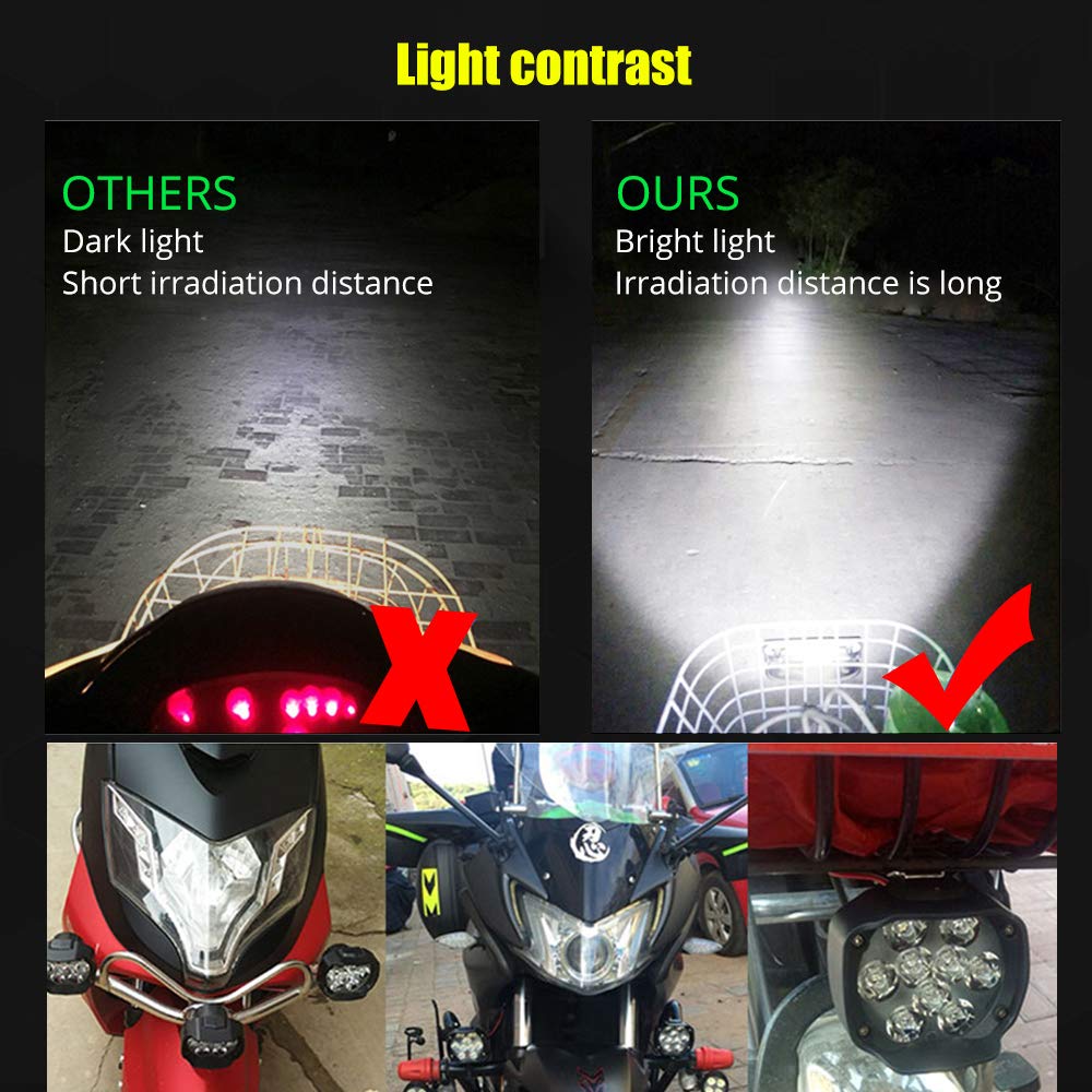 Henlix Motorcycle Driving Lights 3000Lm Super Bright 18Smd Chips Sport Lights Waterproof For Cars Atv Bike Yamaha Utv Truck Boat