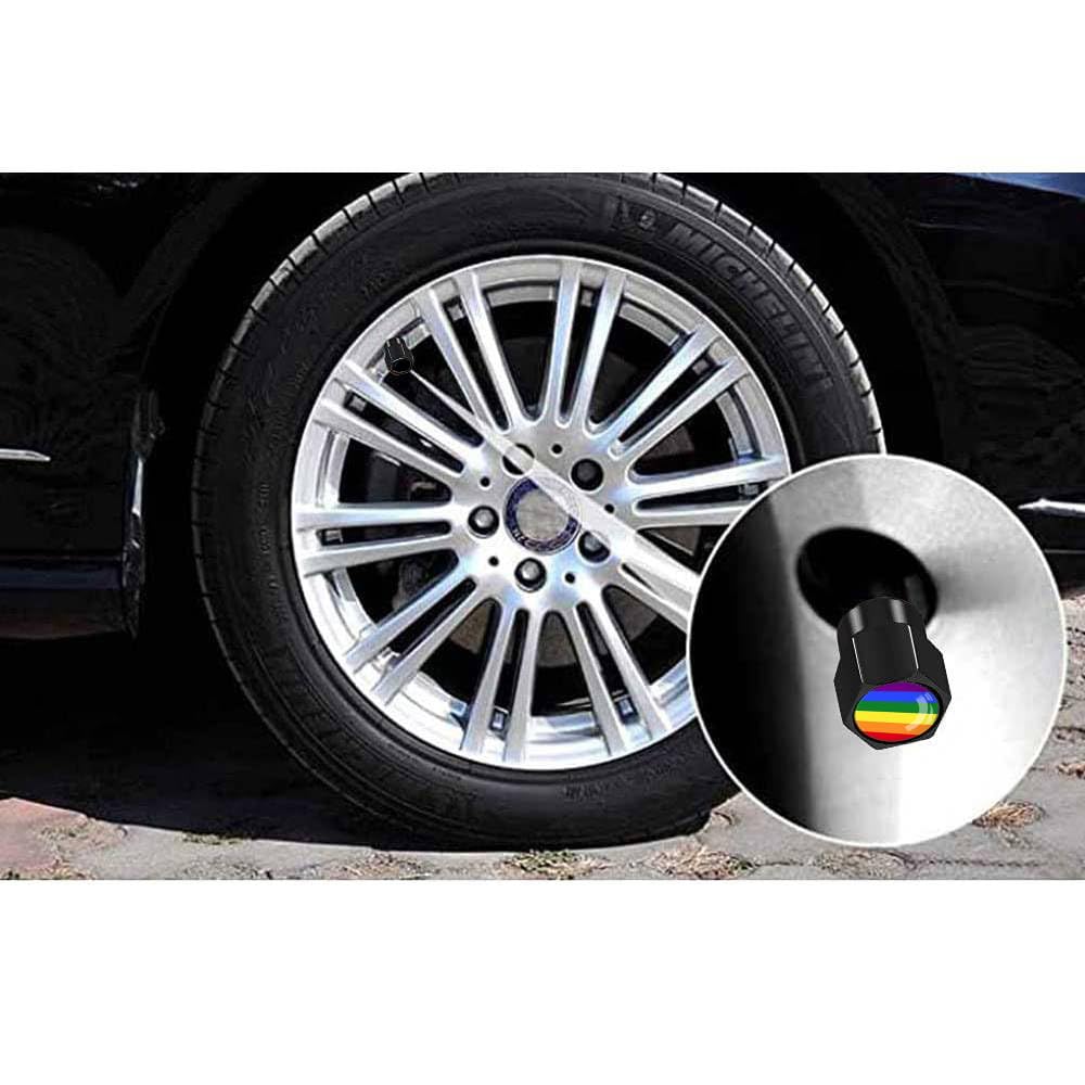 4Pcs Tire Valve Stem Caps Pride Explosion Valve Cover Aluminum Alloy Compatible With Car Truck Suv Pride Car Accessories