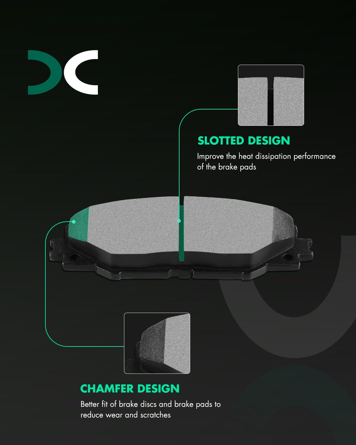 Scitoo D1211 Front Ceramic Brake Pads Sets Fit For Pontiac Vibe 09-10,For Scion Im 16,For Scion Tc 2011-2016,For Toyota Corolla