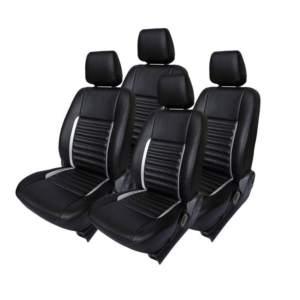 Hi Art Black and Silver Leatherite Custom Fit Car Seat Covers Compatible with Maruti Baleno (20152021)  Complete Set