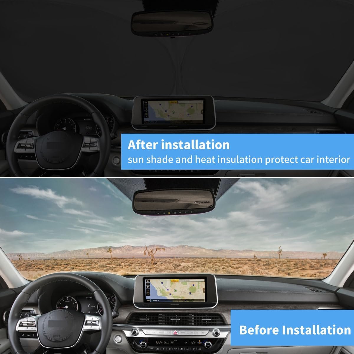 Windshield Sun Shade For 2019-2025 Chevy Silverado 1500, Custom Fit Car Front Window Sunshade For Chevy Regular/Crew/Double Cab