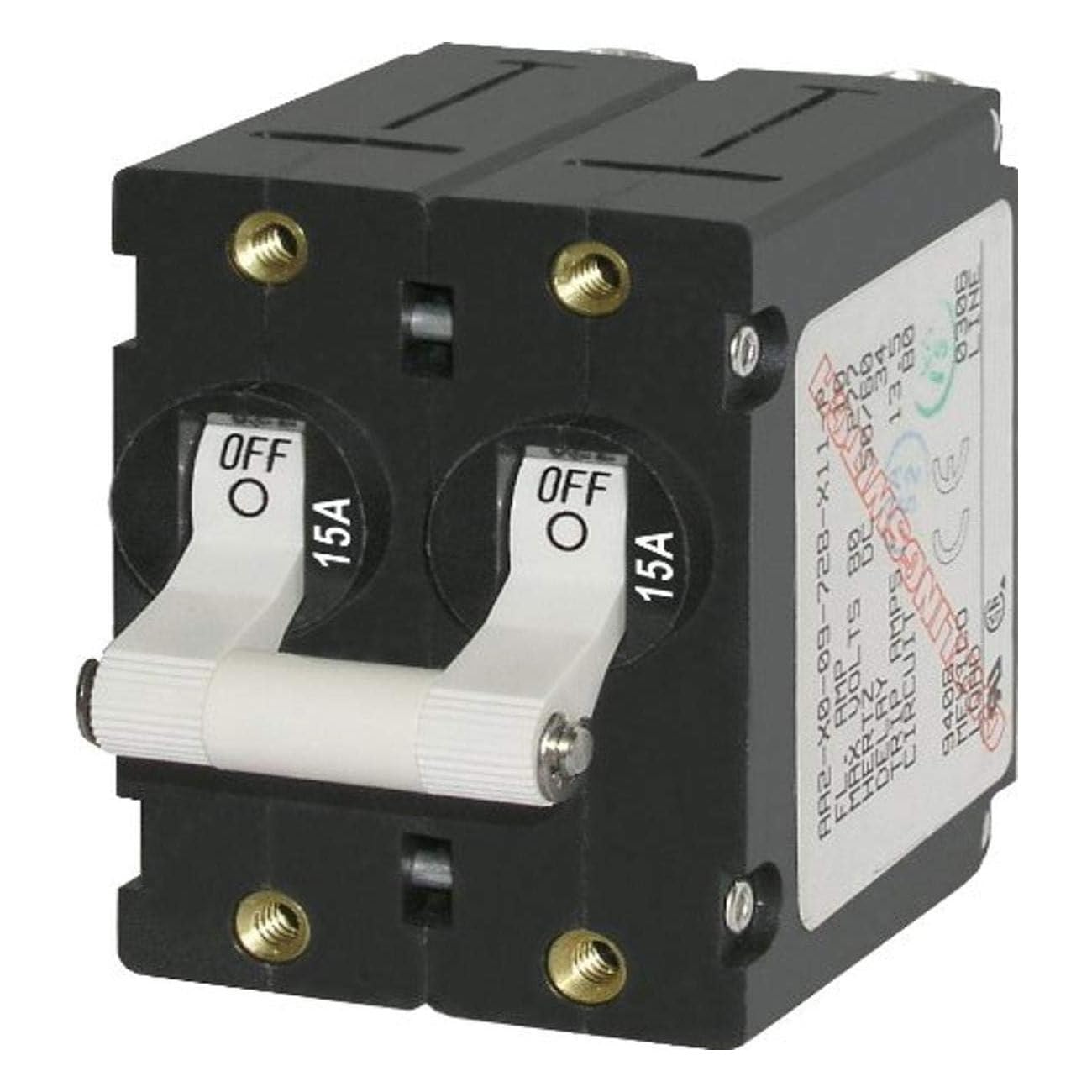 Blue Sea Systems 7235 A-Series White Toggle Circuit Breaker - Double Pole 15A