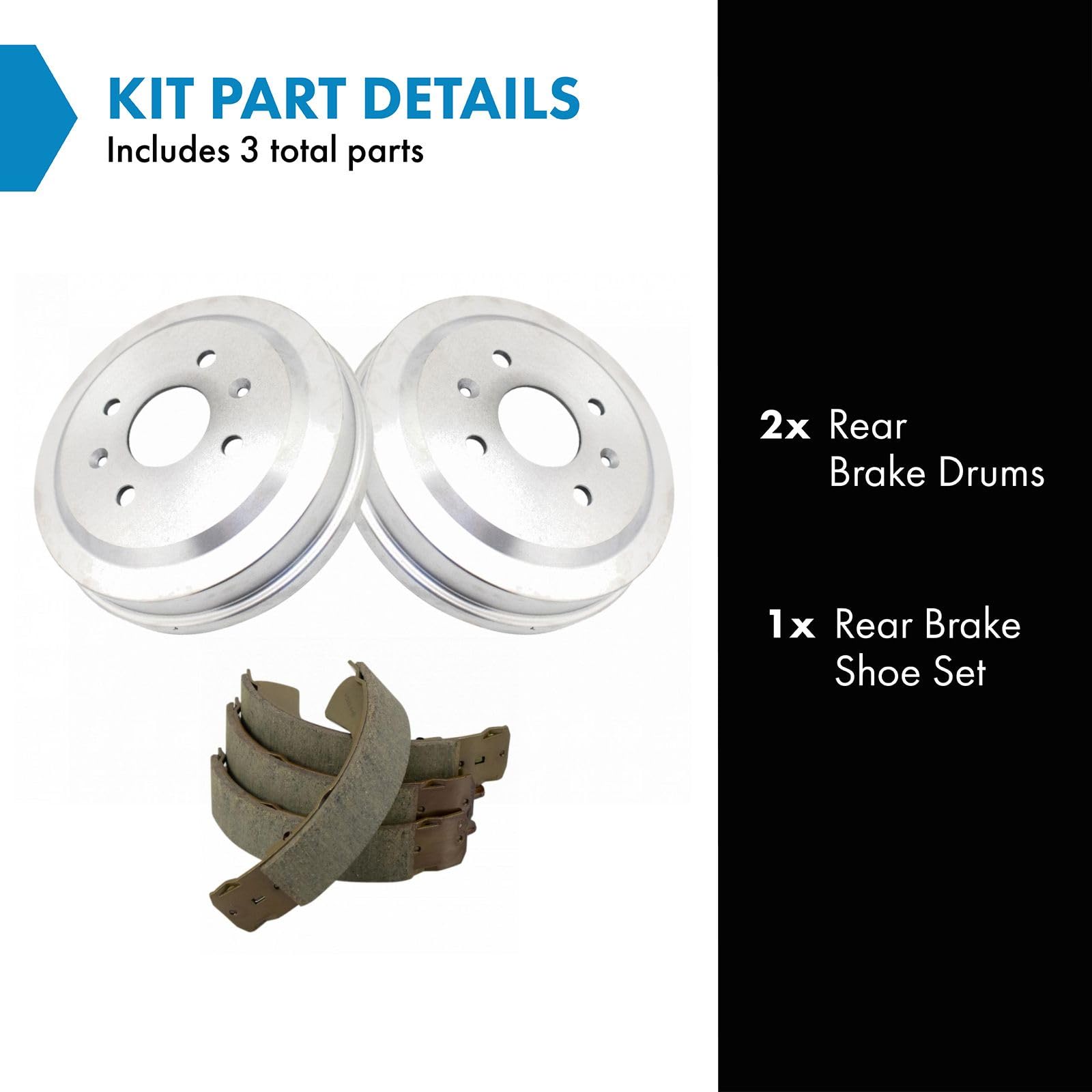 TRQ Rear Brake Shoe & Drum Kit Compatible with 05-11 Chevrolet Aveo 07-11 Aveo5 13-19 Spark
