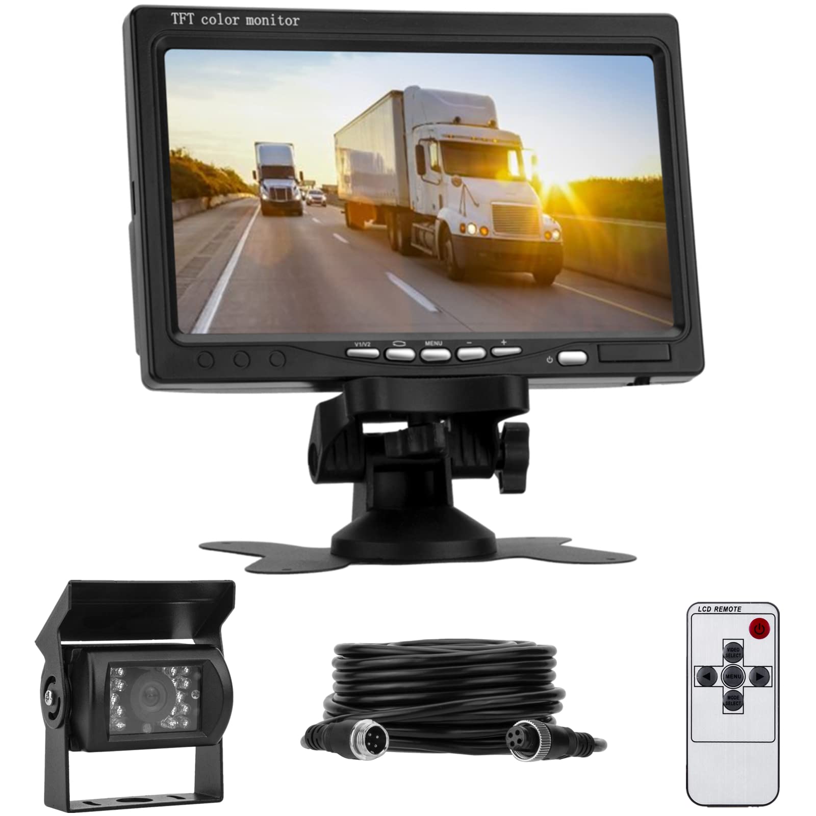 Cicmod Backup Camera For Truck Rv Trailer Camper Van Waterproof 12V 24V Rear View Camera System With 7 Inch Monitor