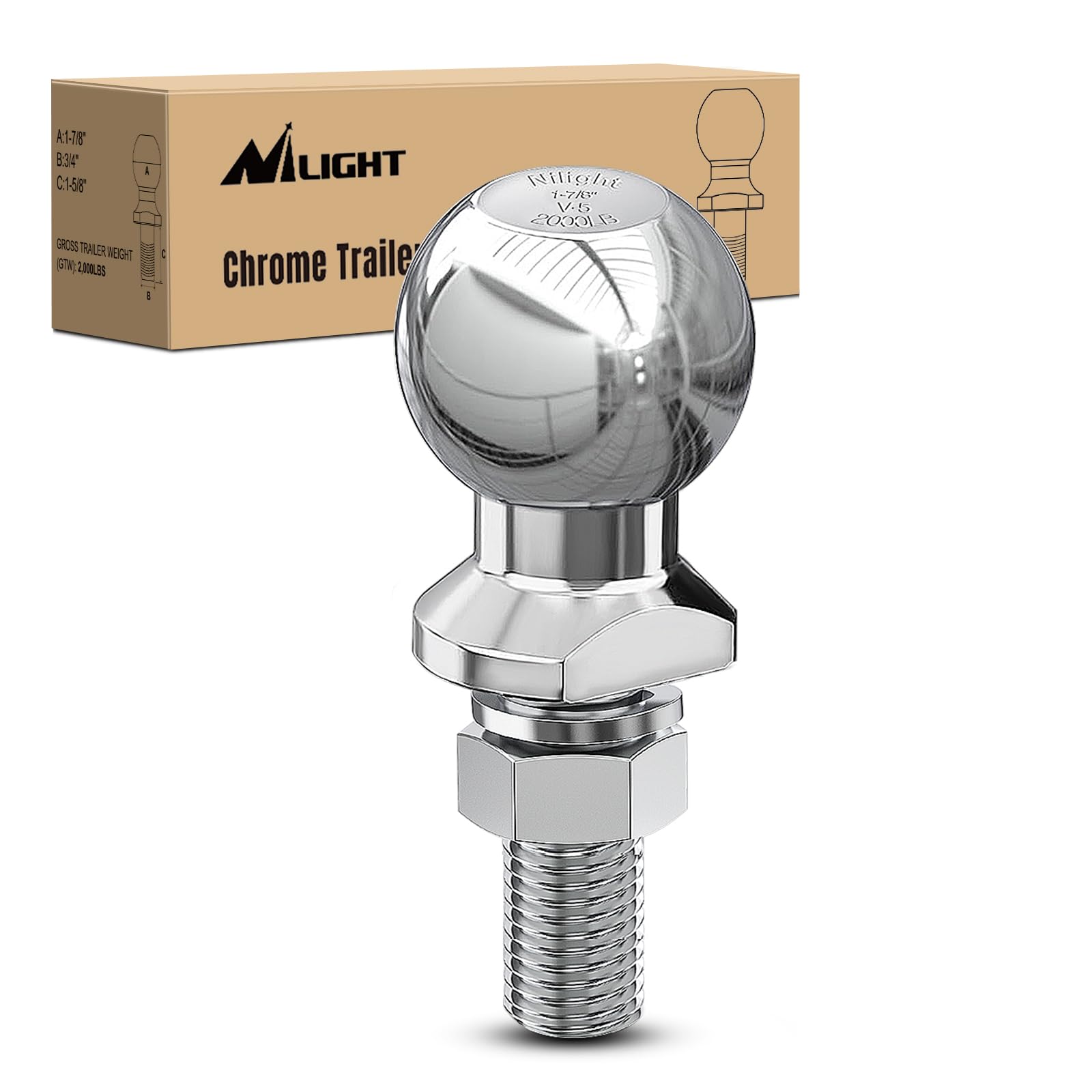 Nilight Gooseneck Ball Extender 4 Offset Ball Compatible with B&W Trailer Hitches Turnoverball Heavy Duty 2-5/16 Inch Ball 20000