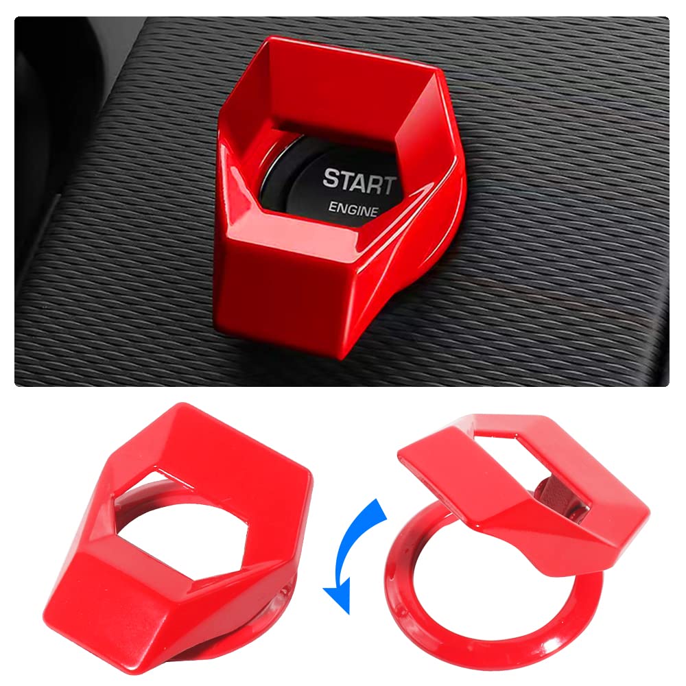 Vargtr Universal Engine Start/Stop Button Cover,Aluminum Alloy Car Power Control Trim,Push To Start Button Cover Key Protective