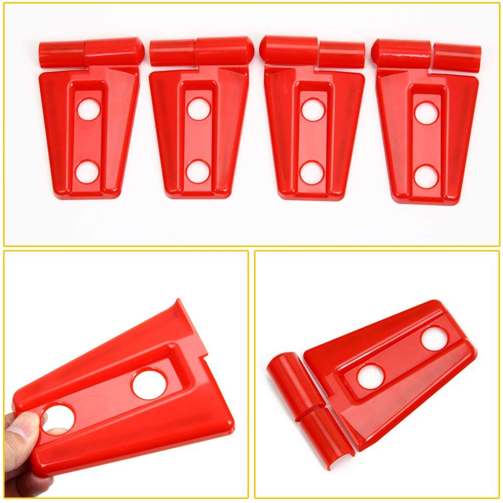 Cherocar Door Hinge Covers Protector Red Kit Fits For Jeep Wranlger Unlimited Rubicon Sahara Sports Accessories 2007-2018 Jk Jku