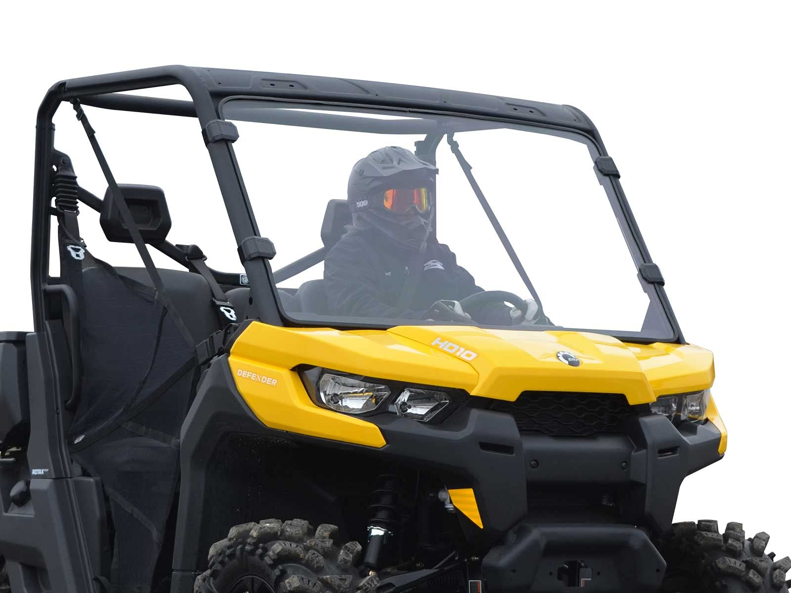Superatv Heavy-Duty Full Windshield For Can-Am Defender Hd5 / Hd8 / Hd10 / Max (See Fitment) | Standard 1/4'' Thick Polycarbonat