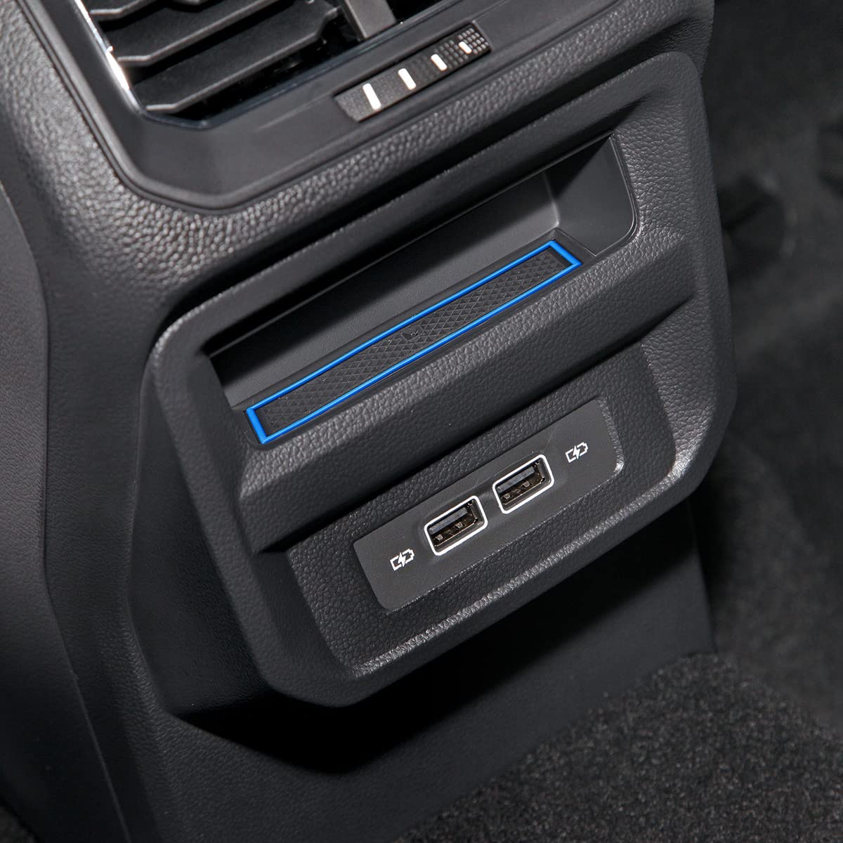 Auovo Cup Holder Inserts Liners for VW Taos 2022-2024, Blue Rubber, 5pcs Custom Fit Interior Mats