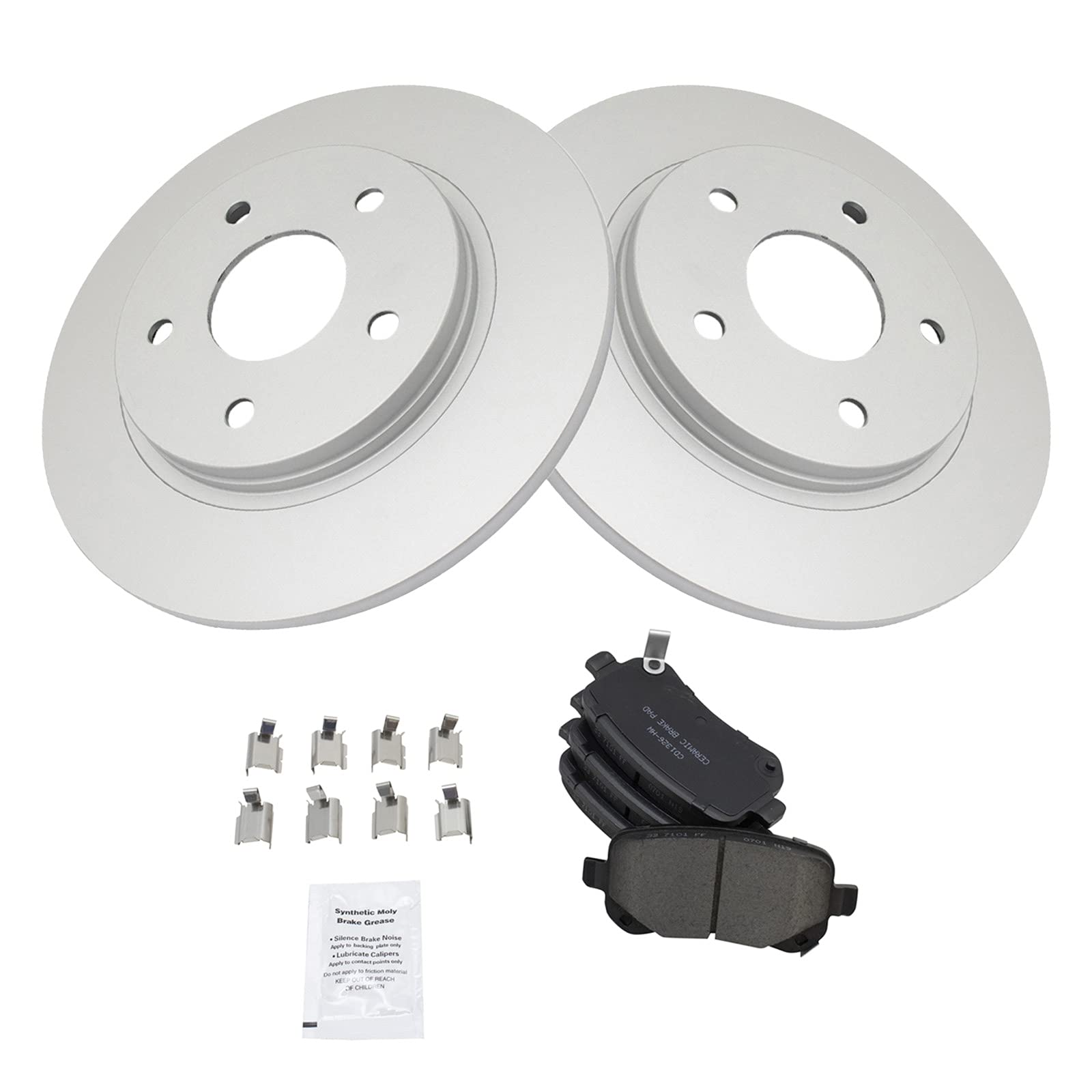Trq Rear Ceramic Pads & G-Coated Brake Rotors Kit For Chrysler Dodge Ram Vw