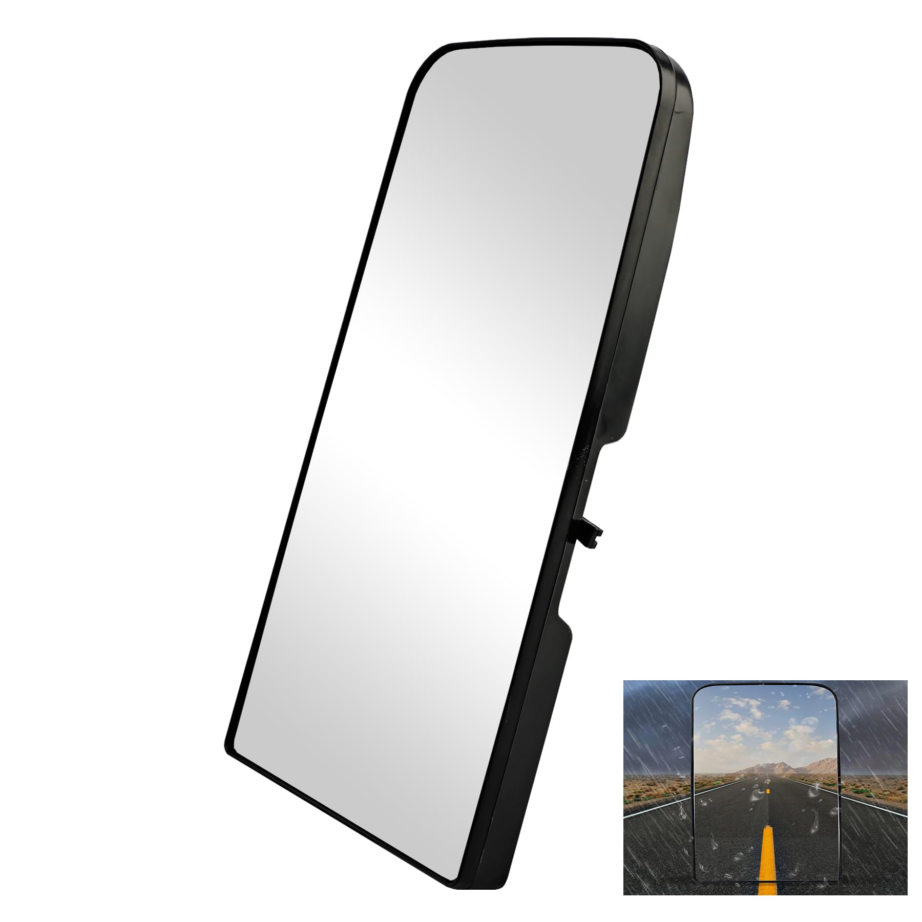 Heated Upper Flate Mirror Glass, Compatible with 2008-2017 Freightliner Cascadia, Replace TL-28716A Wide View Clear Vision High 