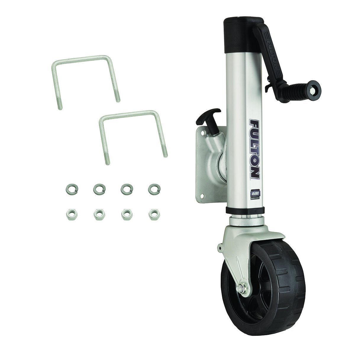 Fulton F2 Wide Track Trailer Tongue Jack, 1,600 lbs, Plastic, Silver, Model 1413040134