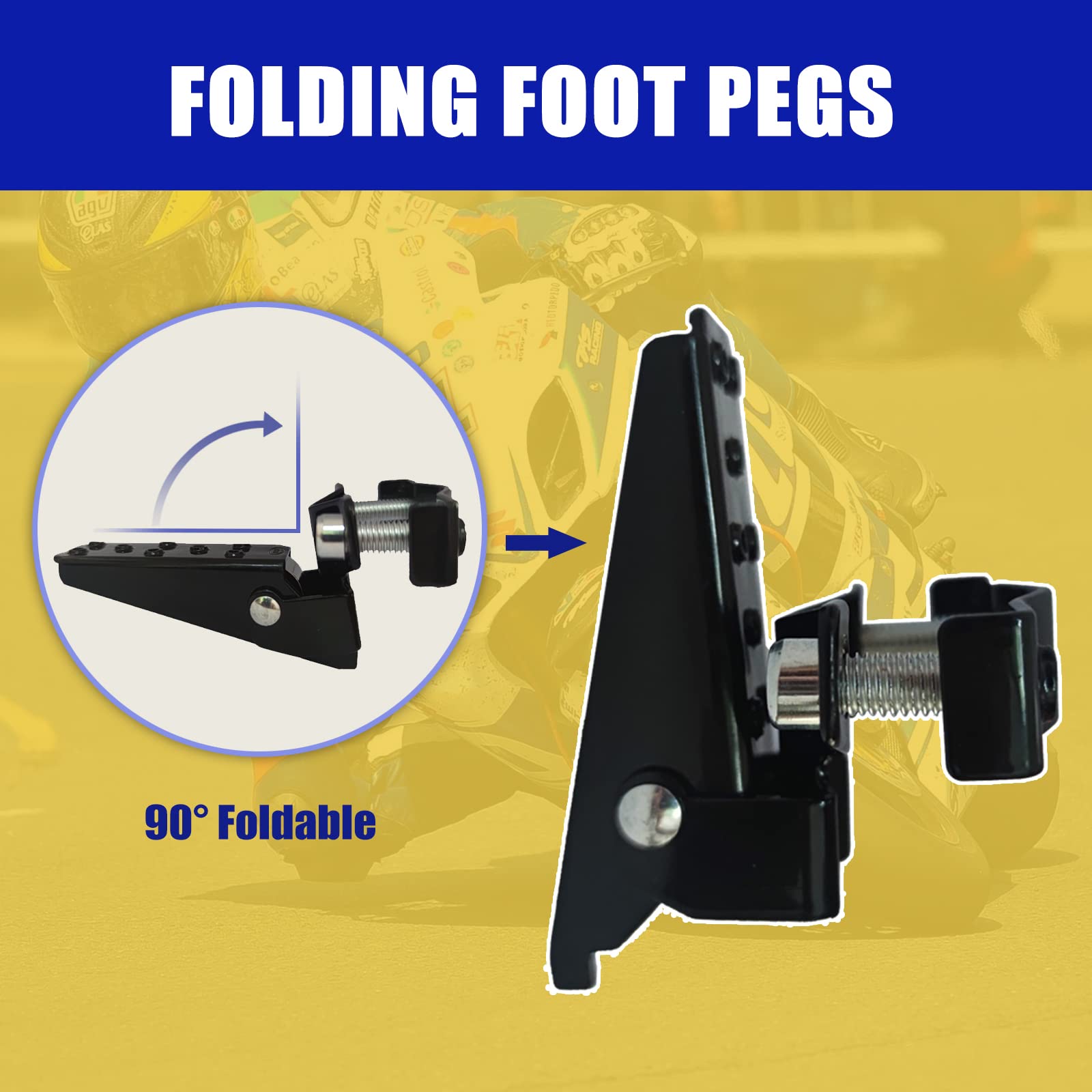 Aicars Universal Motorcycle Foot Pegs: Bike Footpegs Folding Pedal Fit For Mini Bike Atv Utv Go Karts