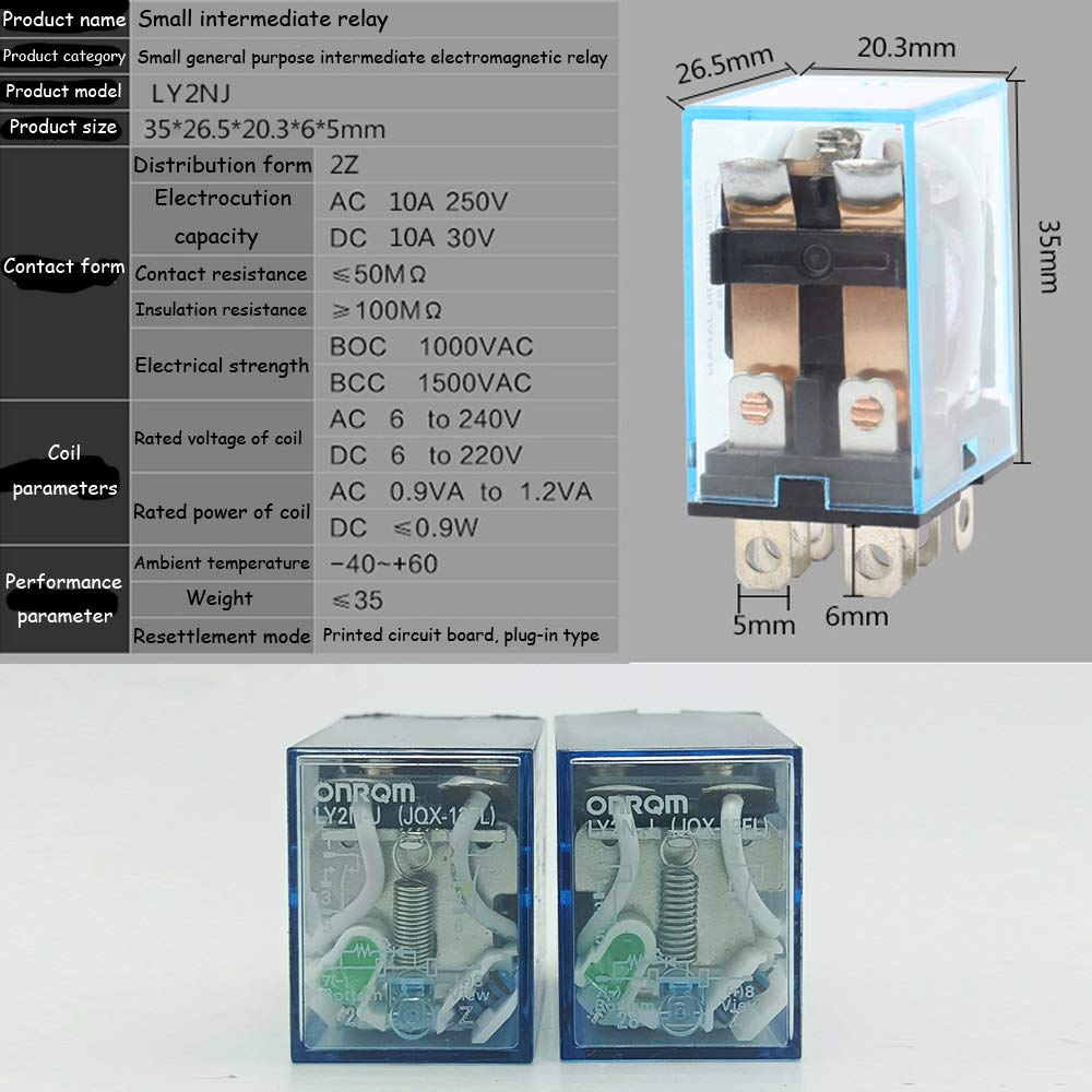 Ximimark 5Sets Dc 12V Coil Power Relay Ly2Nj Hh62P Jqx-13F Dpdt 8 Pin 10A With Socket Base