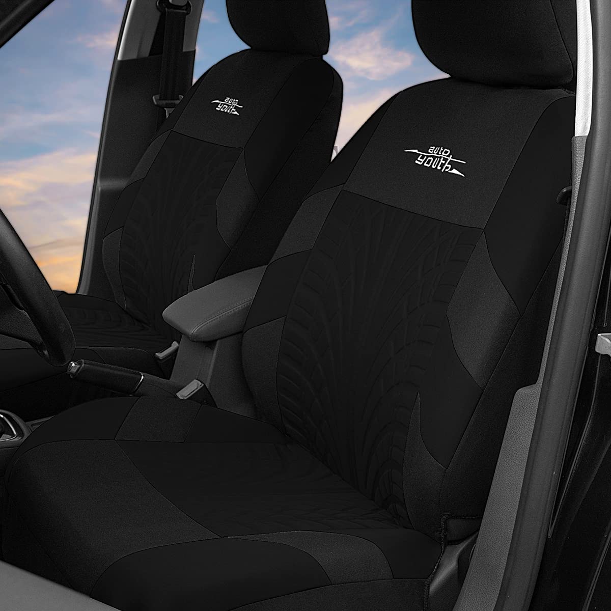 Autoyouth Black Car Seat Covers Full Set, Front Seat Cover With Split Bench Car Seat Cover Set For Women Full Set Seat Protector