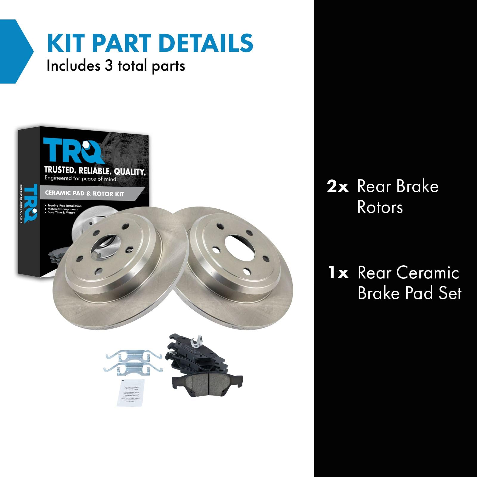 Trq Rear Ceramic Brake Pads & 2 Rotors Discs Set Kit For Durango Grand Cherokee