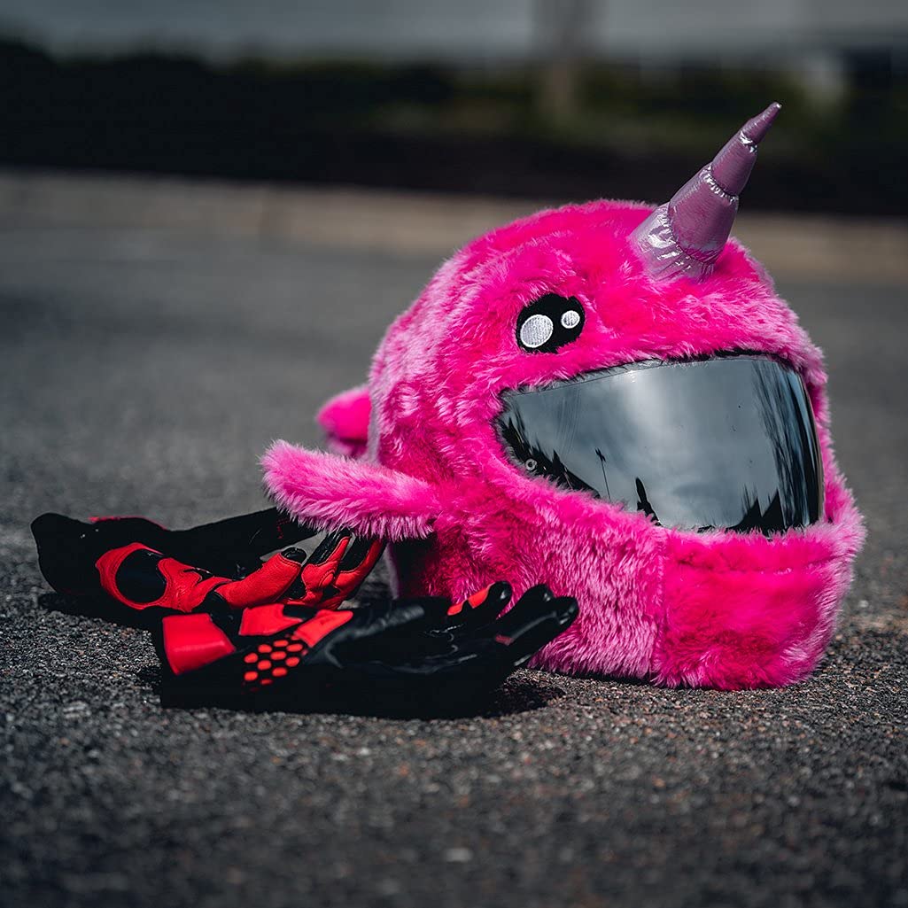Moto Loot Helmet Cover - Fun Pink Narwhal Design, One Size, Durable ABS Material, Model 482 (Cover Only, Helmet Not Included)