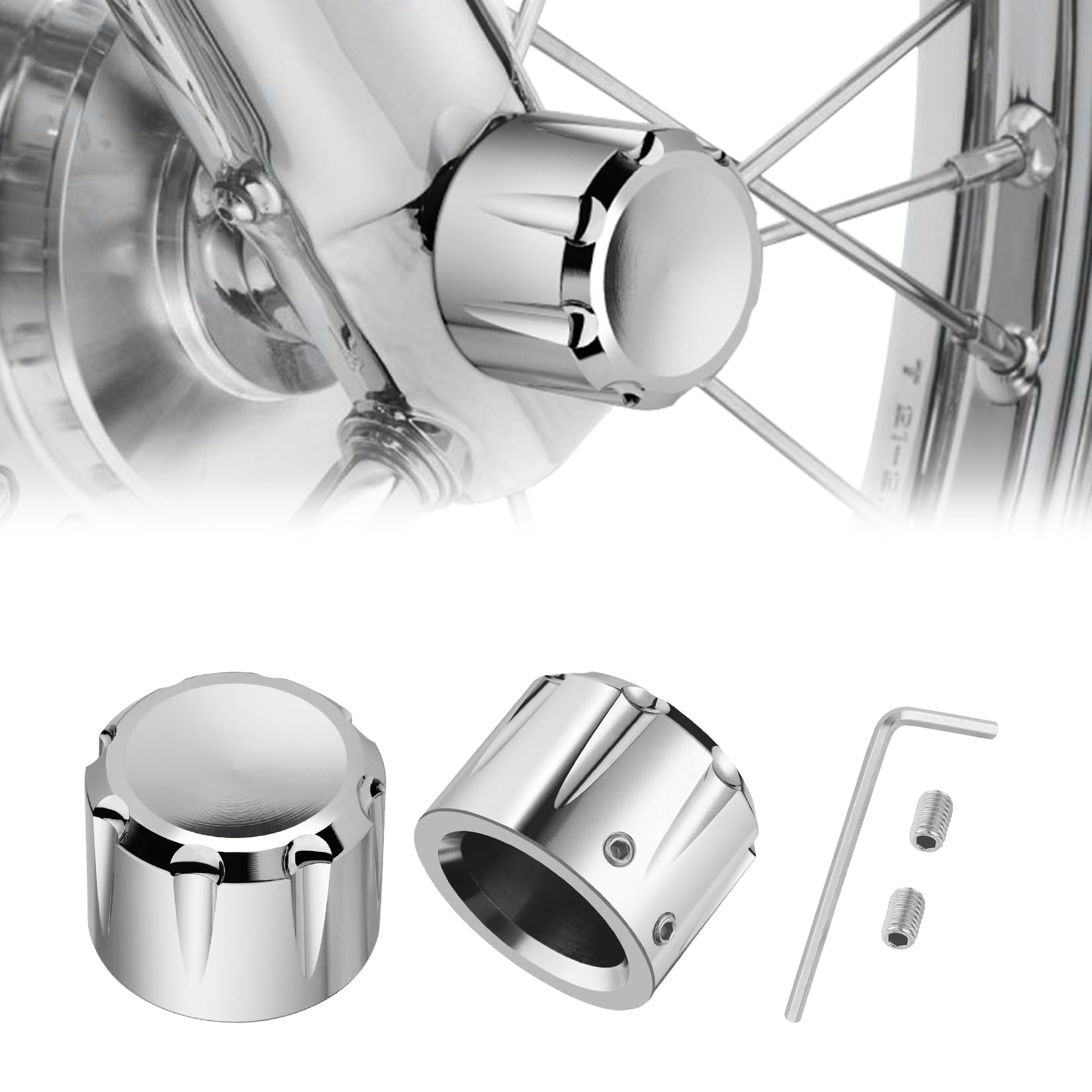 Pbymt Chrome Front Axle Nut Cover Cap Compatible For Harley Softail Electra Road Street Glide Sportster 2002-2024