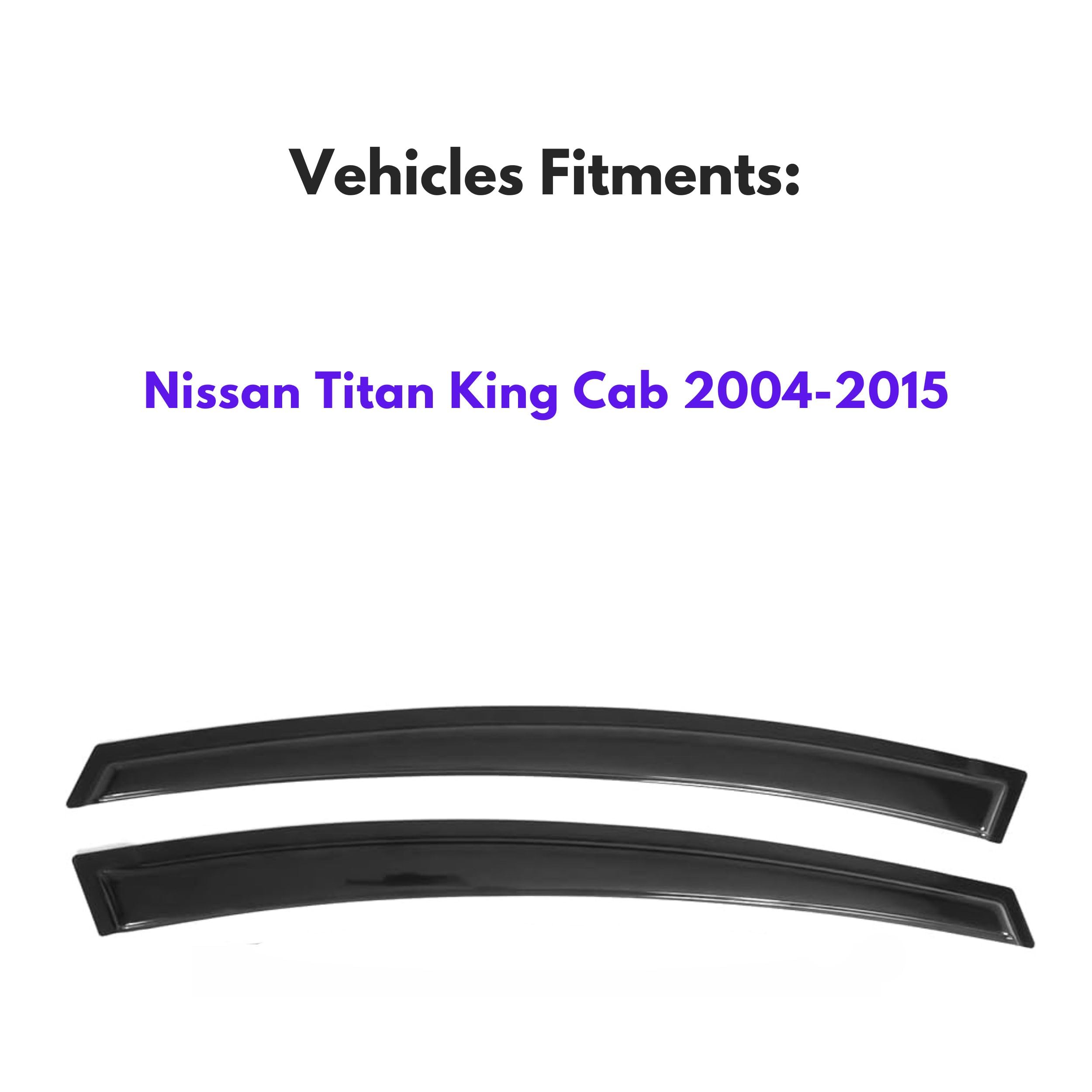 Ig Window Visor For 2004-2015 Nissan Titan King Cab, Rain Guard Tape-On Durable Side Vent Window Deflector, 2004 2005 2006 2007