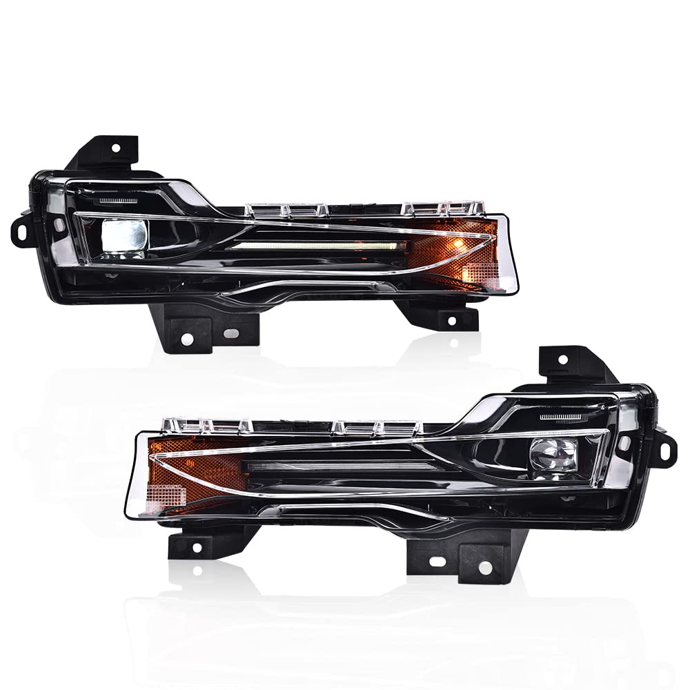 Grand Orange Fog Lights Pair Compatible With Tesla 3 2017-2023 /Fit Tesla Y 2020-2023 Led Drl Up-Level Driver & Passenger Side F