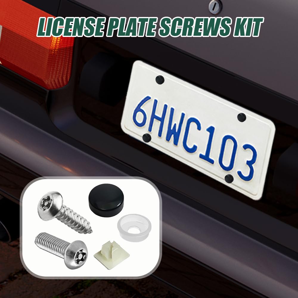 Middrivr Anti Theft License Plate Screws Kit, Rust Proof Stainless Steel, 1/4" (M6), Silver2, Model 2014, Tamper Resistant