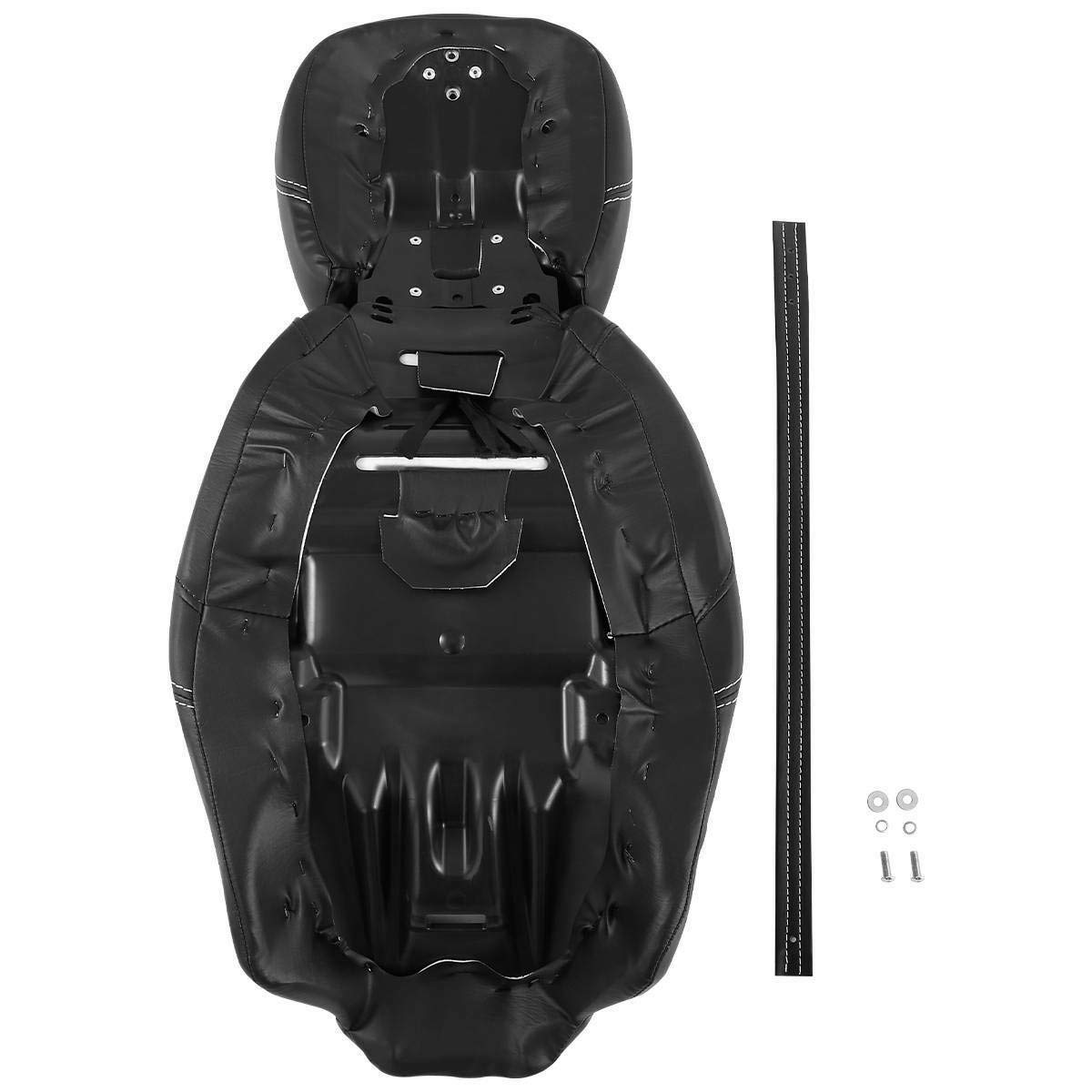 TCT-MOTORPARTS Low-Profile Driver Rider Seat Set for Harley Touring 2009-2023, PU Leather, Style A, White