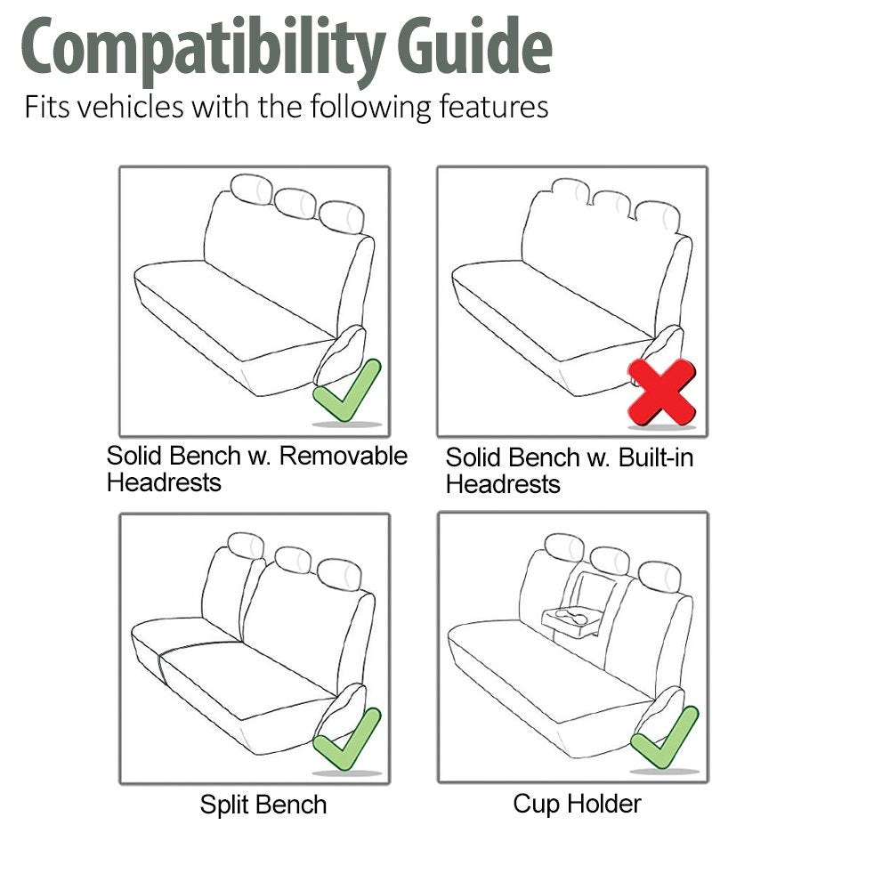 FH Group Highest Grade Faux Leather Split Bench Seat Cover, Rear Set - Universal Fit for Cars Trucks & SUVs (Gray/Black) PU00801