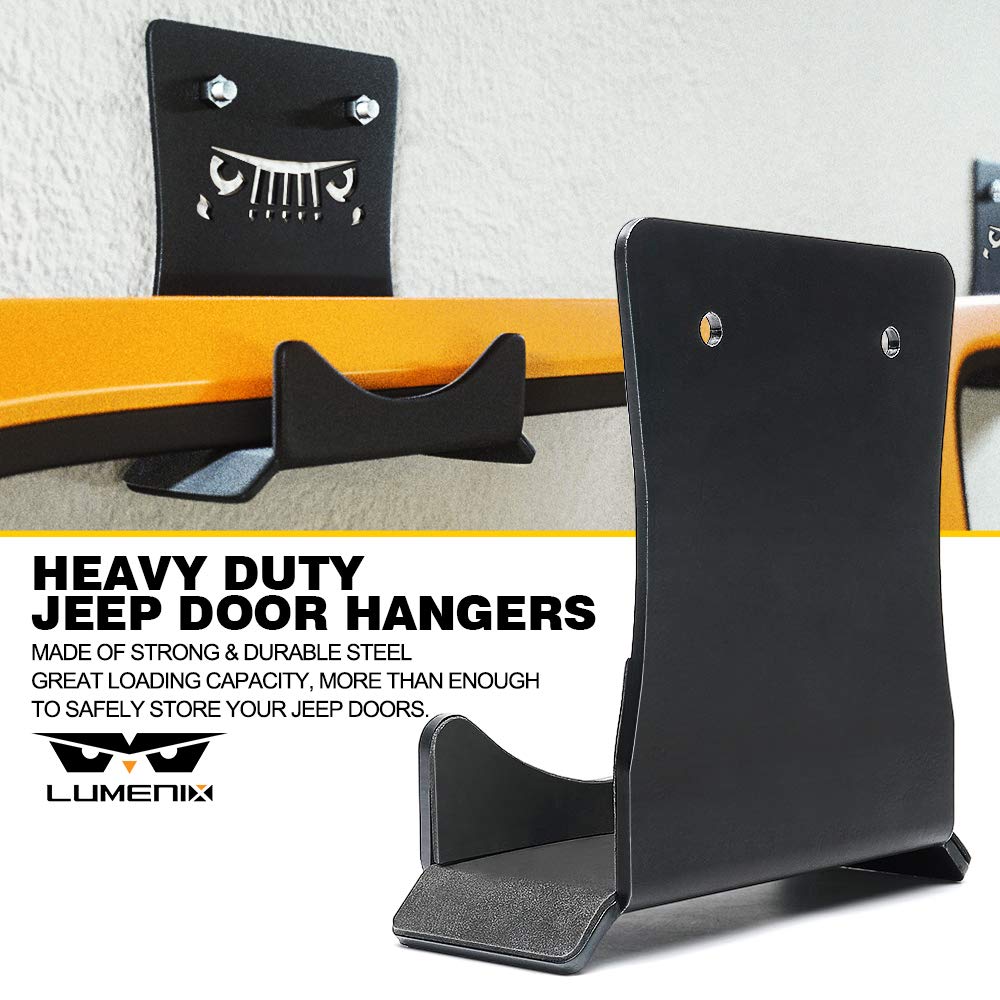 Lumenix Heavy Duty Door Storage Hangers Bracket, Wall-Mount Doors Holder Rack Compatible With 1956-2024 Jeep Wrangler Cj Yj Tj Jk Jku Jl Jlu Lj Jt(4 Pcs, Animal Pattern)