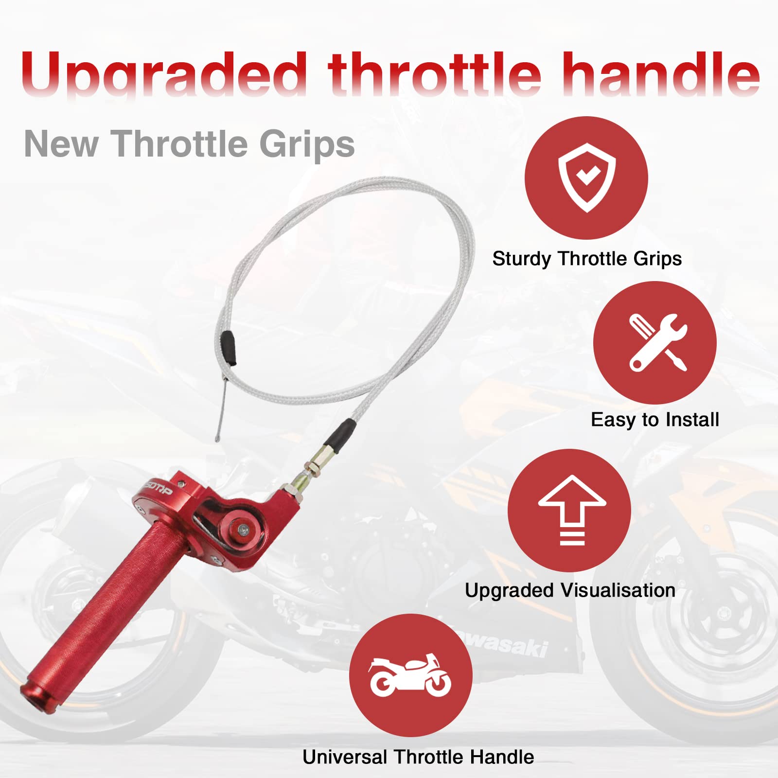 ZSDTRP Throttle Grip 22mm CNC Aluminum Quick Twister with Cable - Red, Model SCL-2016070025-R for CRF50 70 110 IRBIS