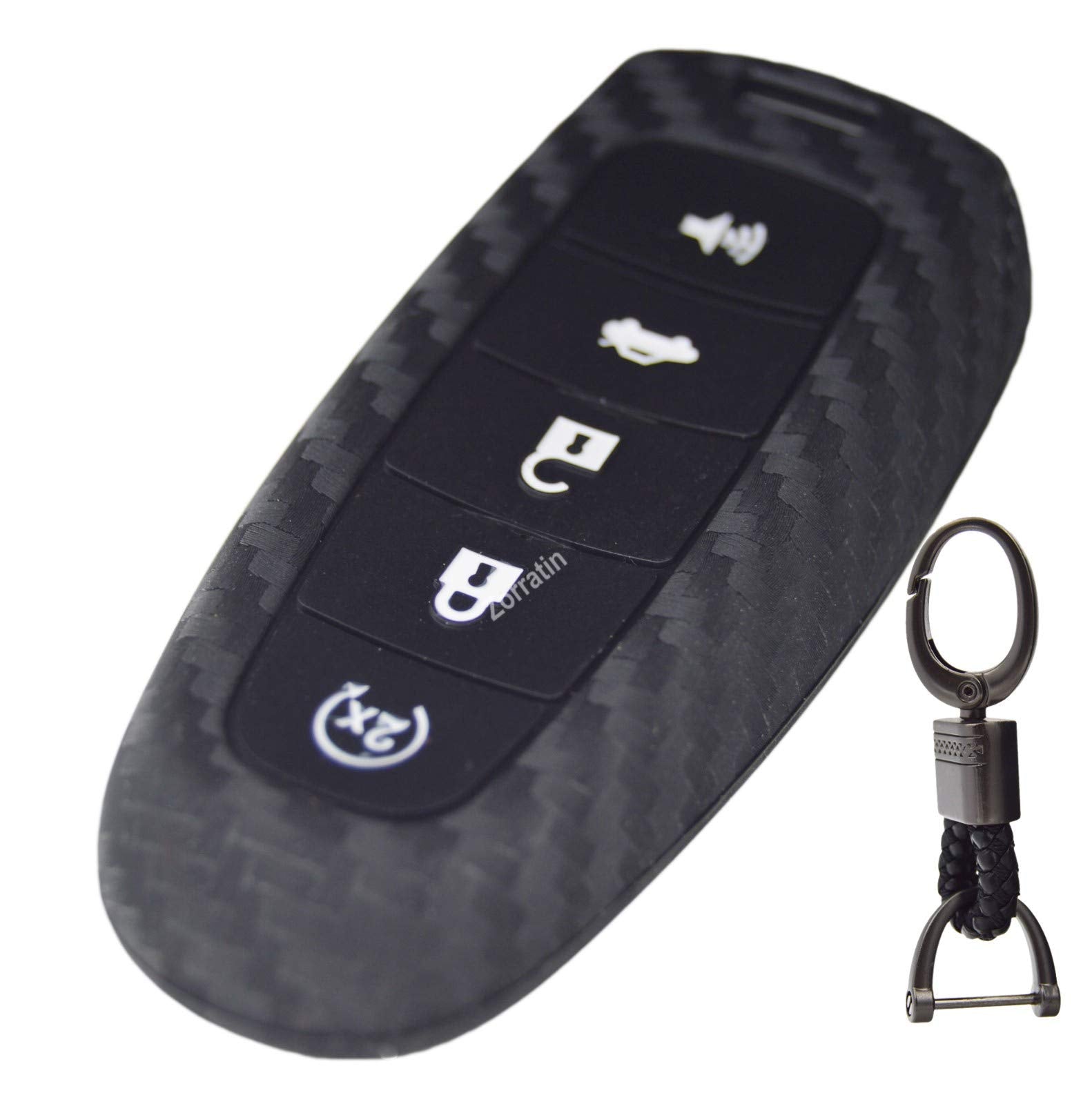 Carbon Silicone Key Fob Cover Protector with Keychain for Ford Focus Edge Escape Explorer Expedition Taurus & Lincoln MKT MKX Na
